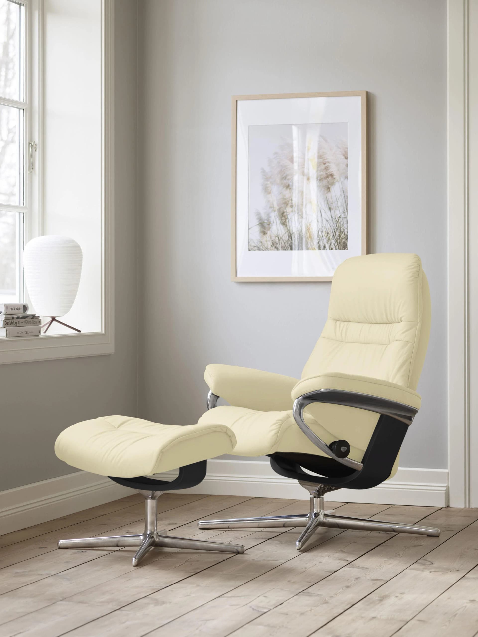 STRESSLESS Sunrise Relaxsessel Beige Leder mit Hocker