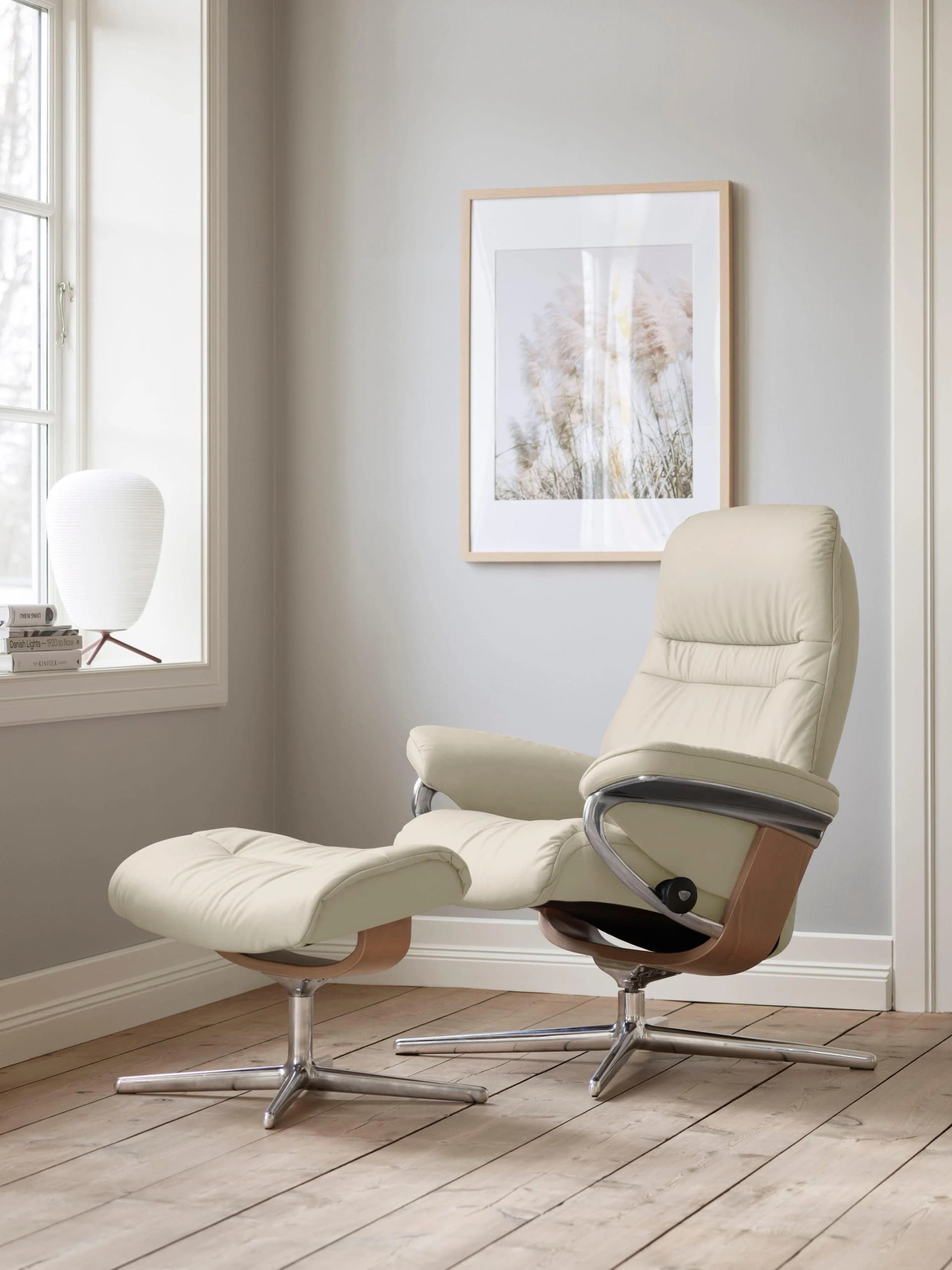 STRESSLESS Sunrise Relaxsessel Atlantic Blue Batick Leder Cross Base