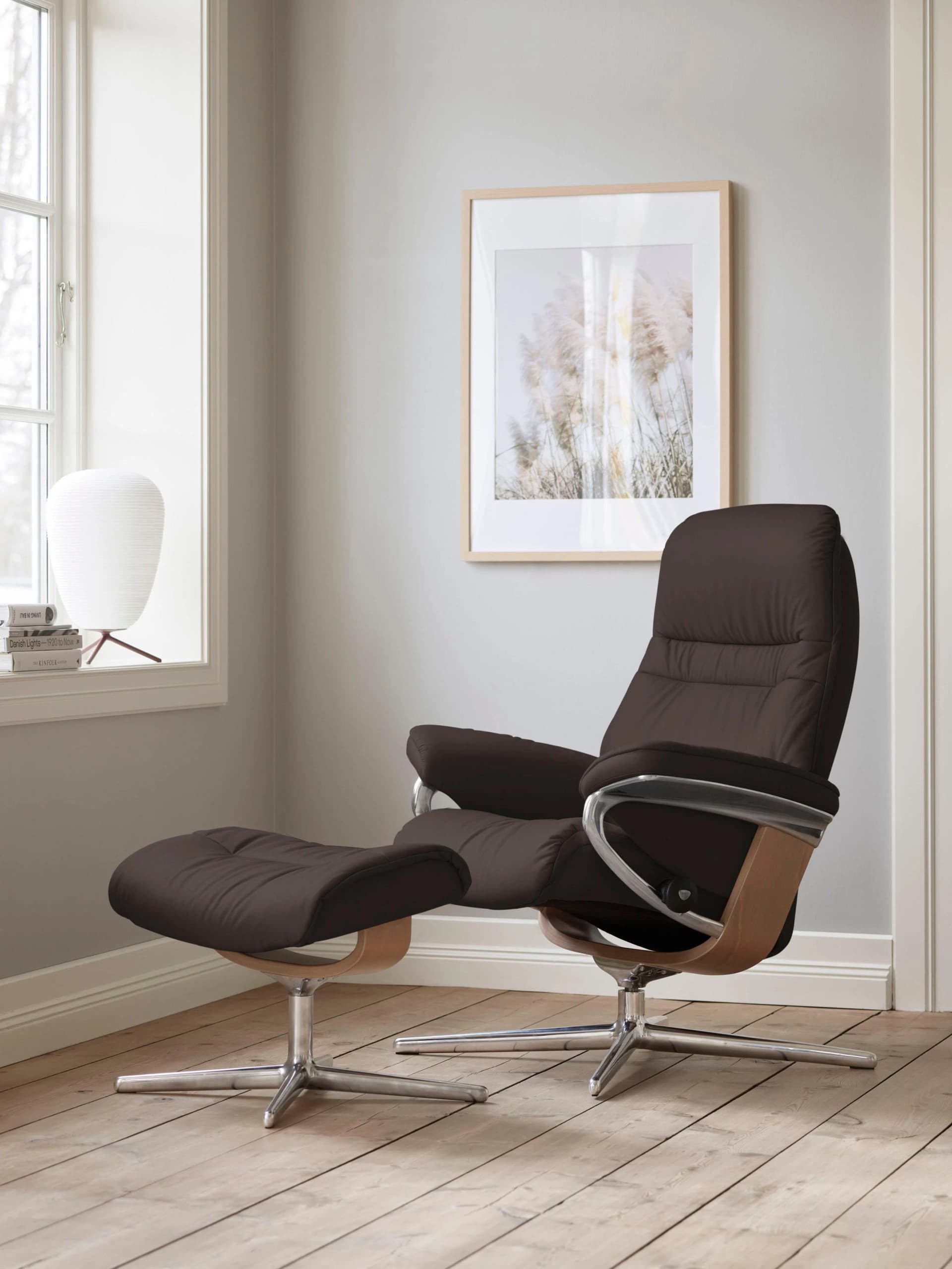 Fußhocker STRESSLESS Sunrise braun PALOMA Leder Cross Base