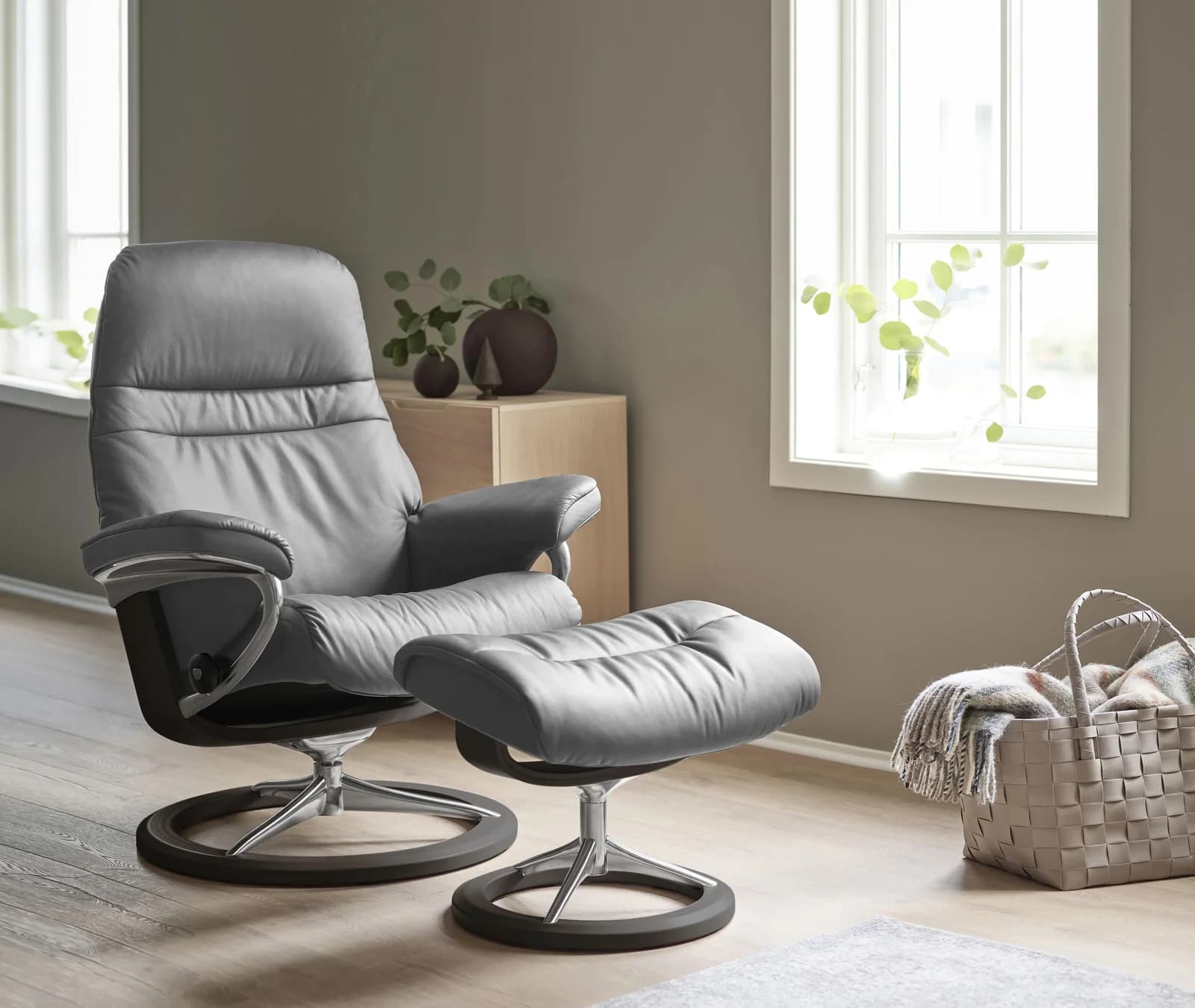 STRESSLESS Relaxsessel Sunrise Grau Leder BATICK