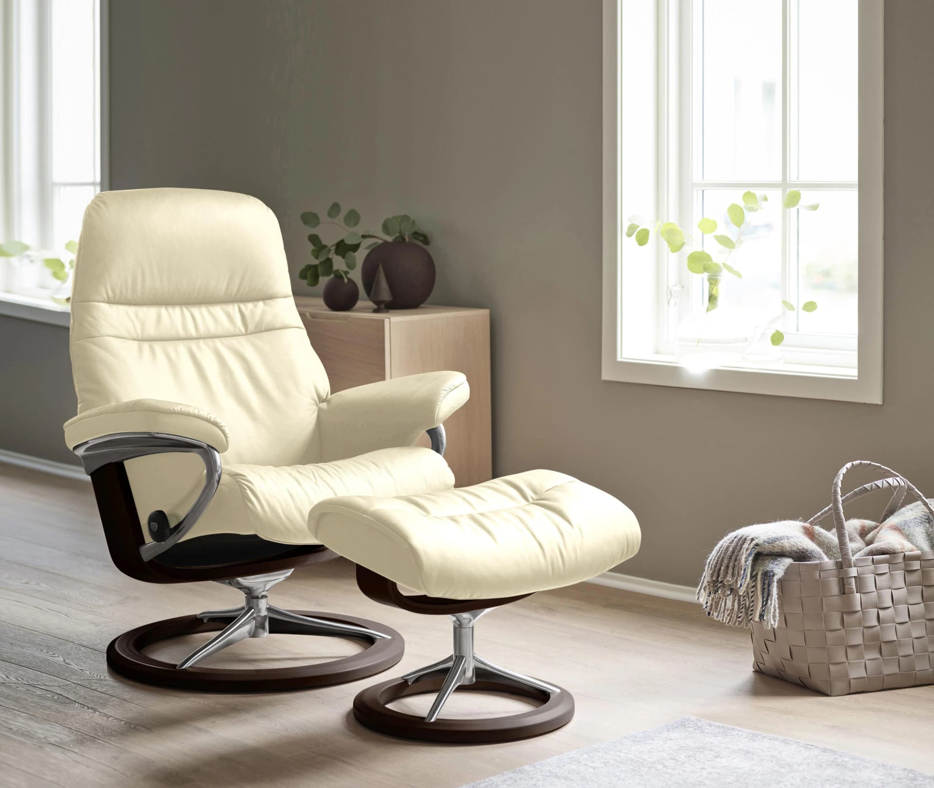 Stressless Sunrise Relaxsessel Beige Leder Signature Base