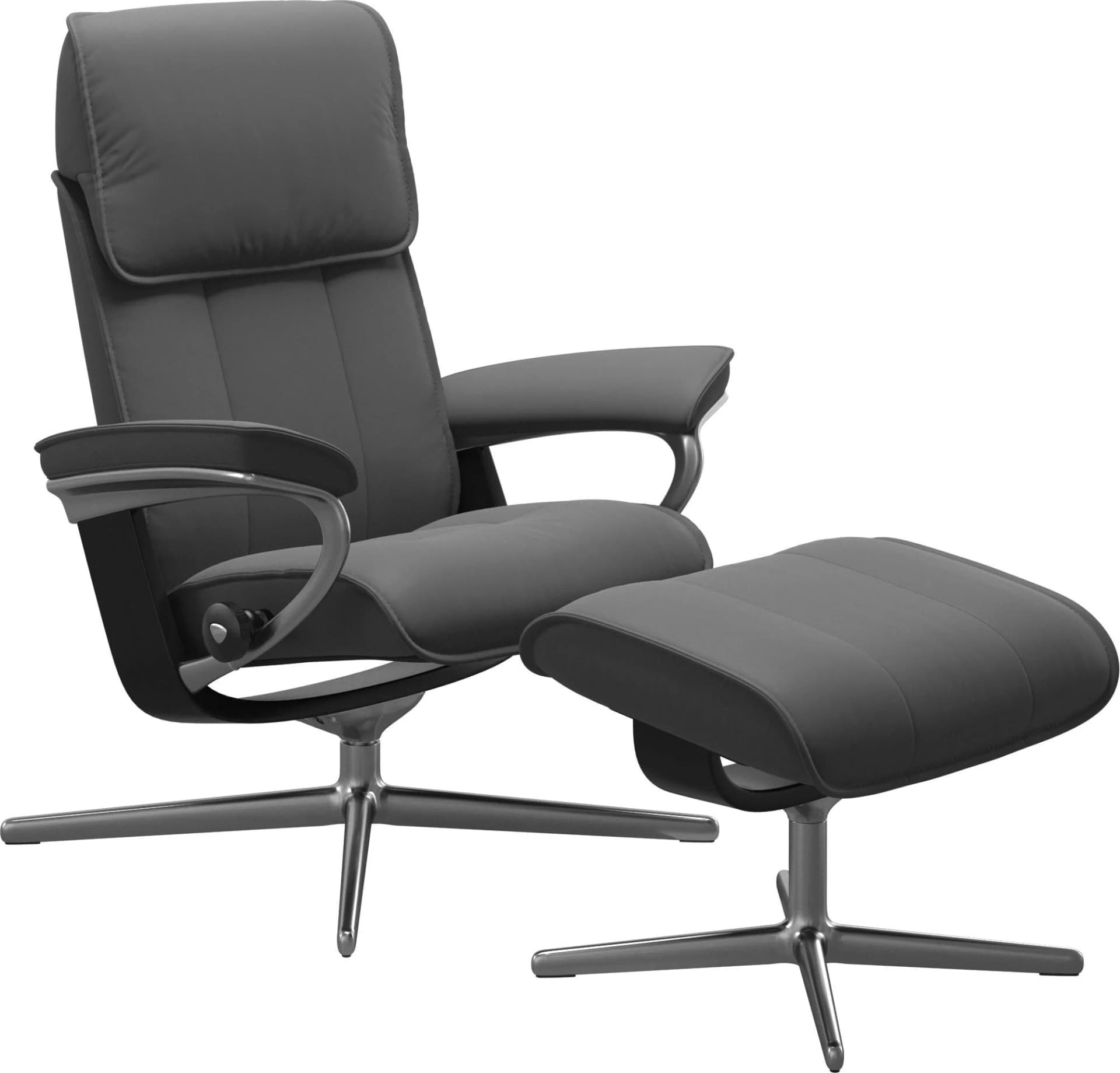 STRESSLESS Admiral Fußhocker Grau BATICK Leder Cross Base