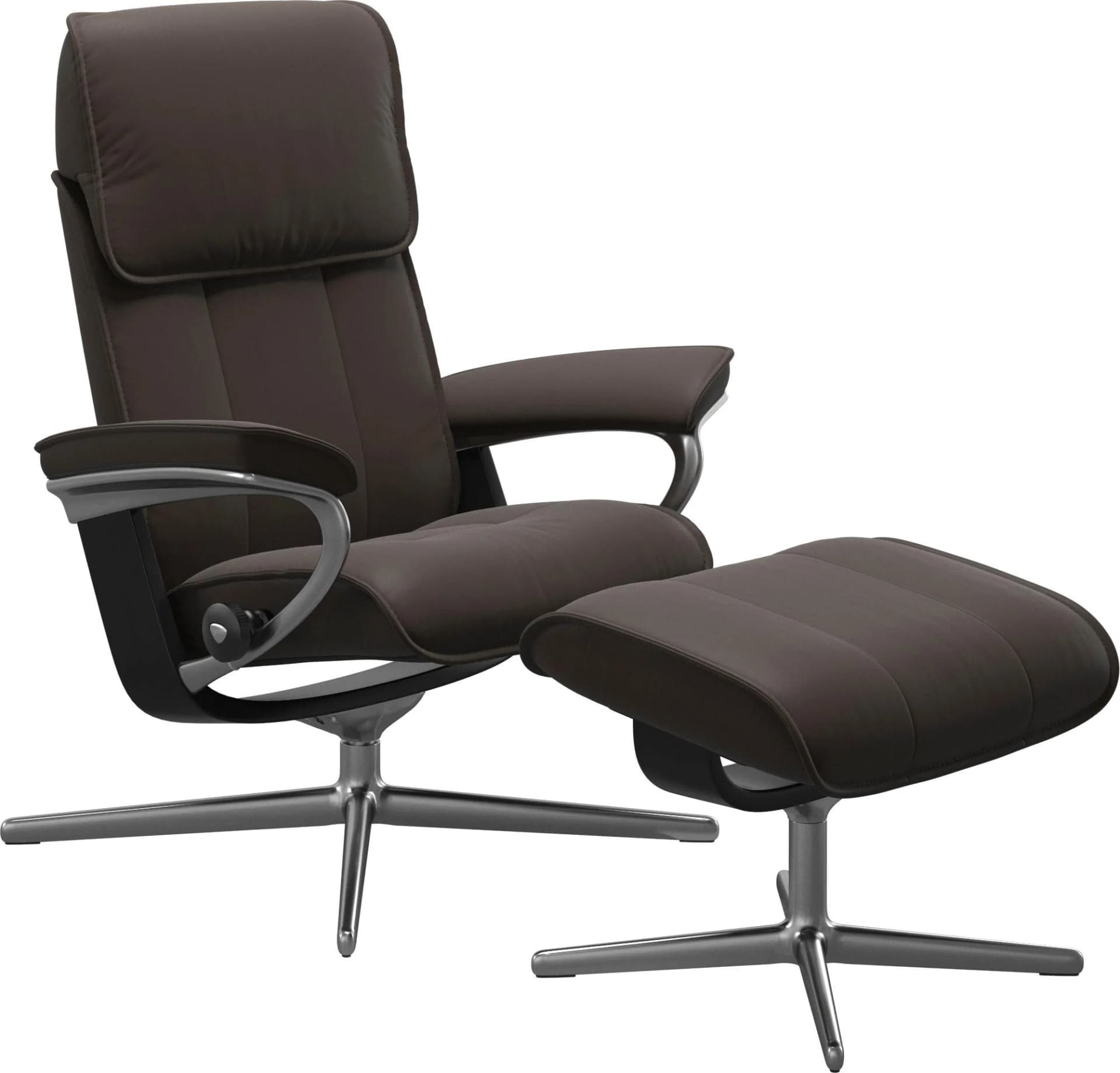 STRESSLESS Admiral Fußhocker Braun Leder BATICK Cross Base