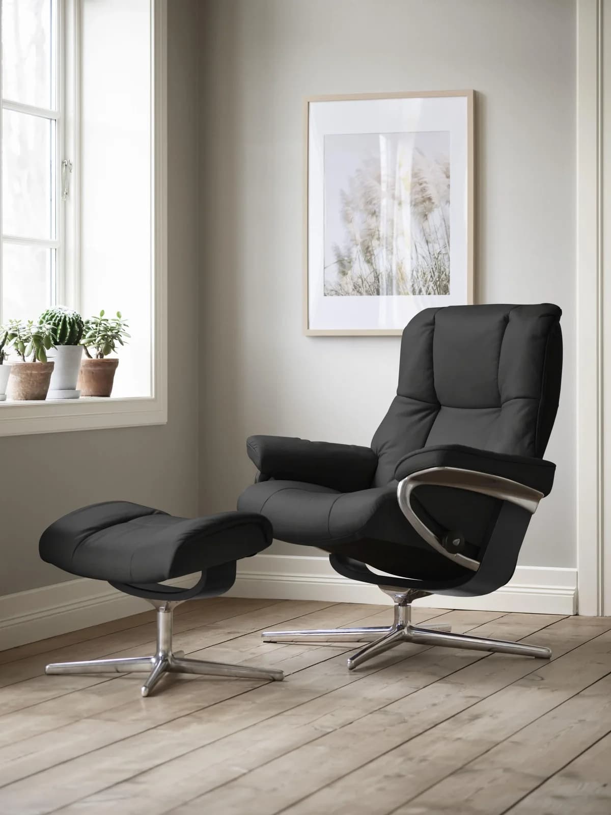 STRESSLESS Mayfair Relaxsessel Schwarz Leder PALOMA mit Hocker