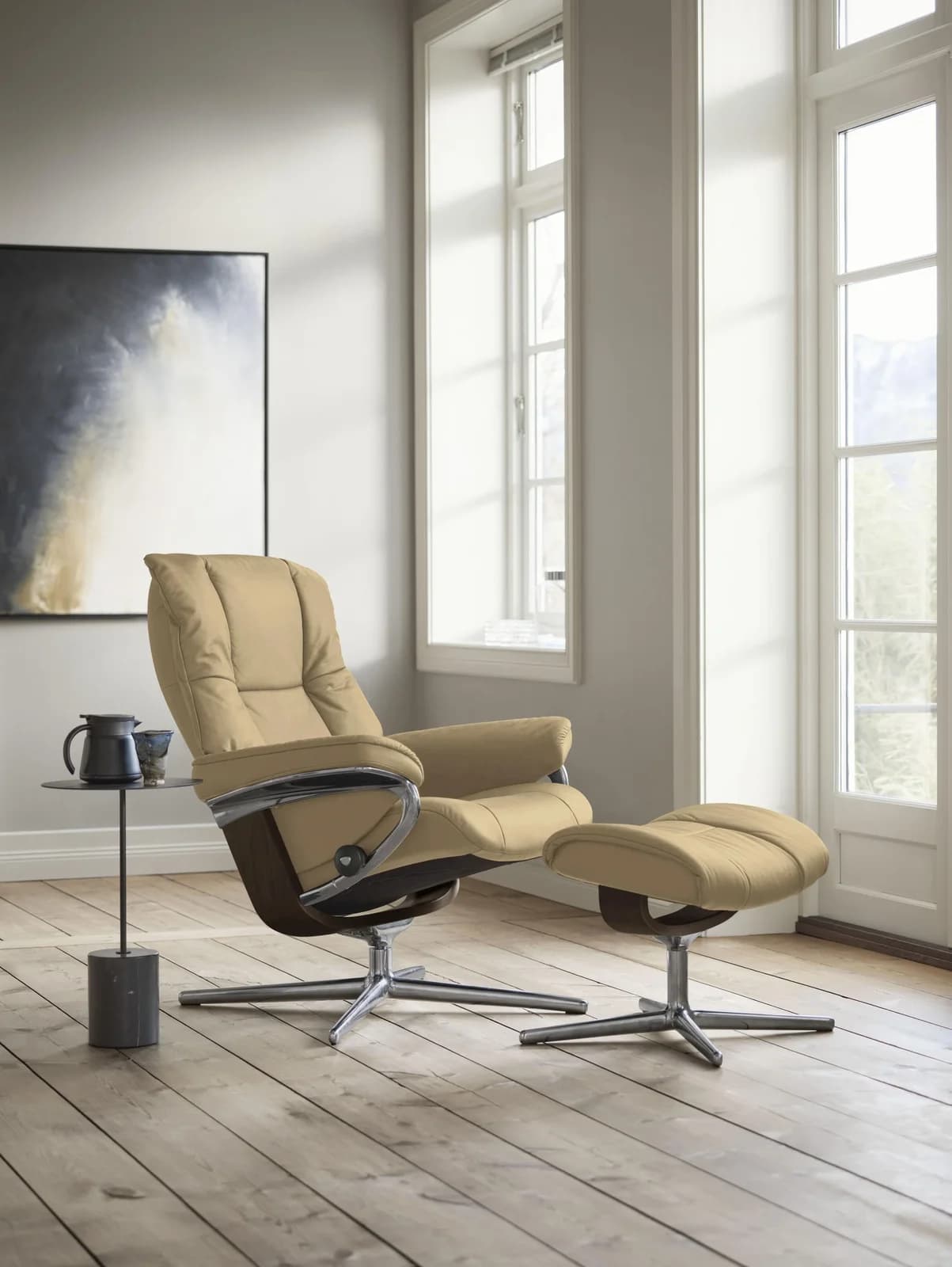 STRESSLESS Mayfair Relaxsessel Beige Leder PALOMA Cross Base