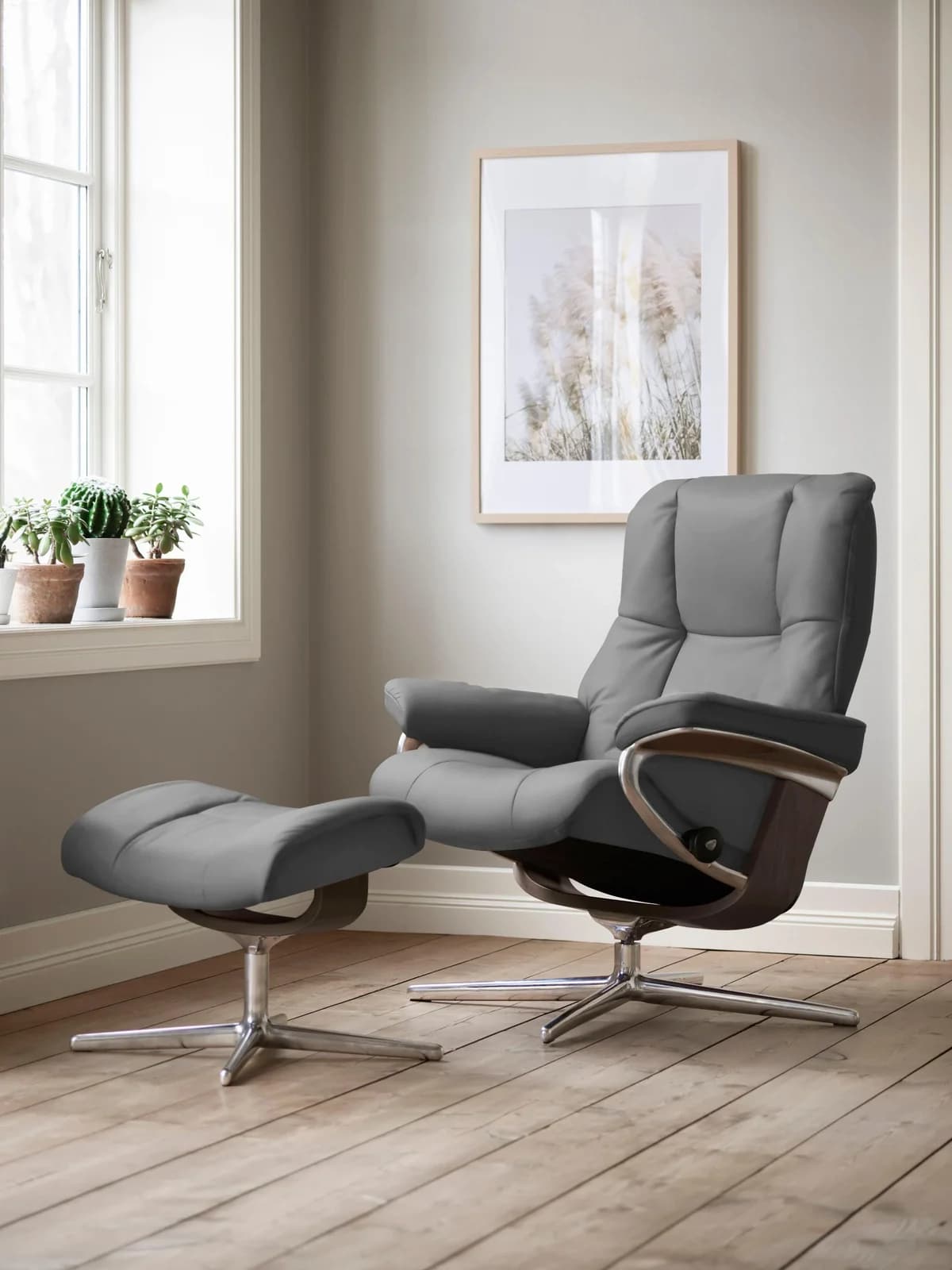 STRESSLESS Mayfair Relaxsessel Grau Microfaser Cross Base