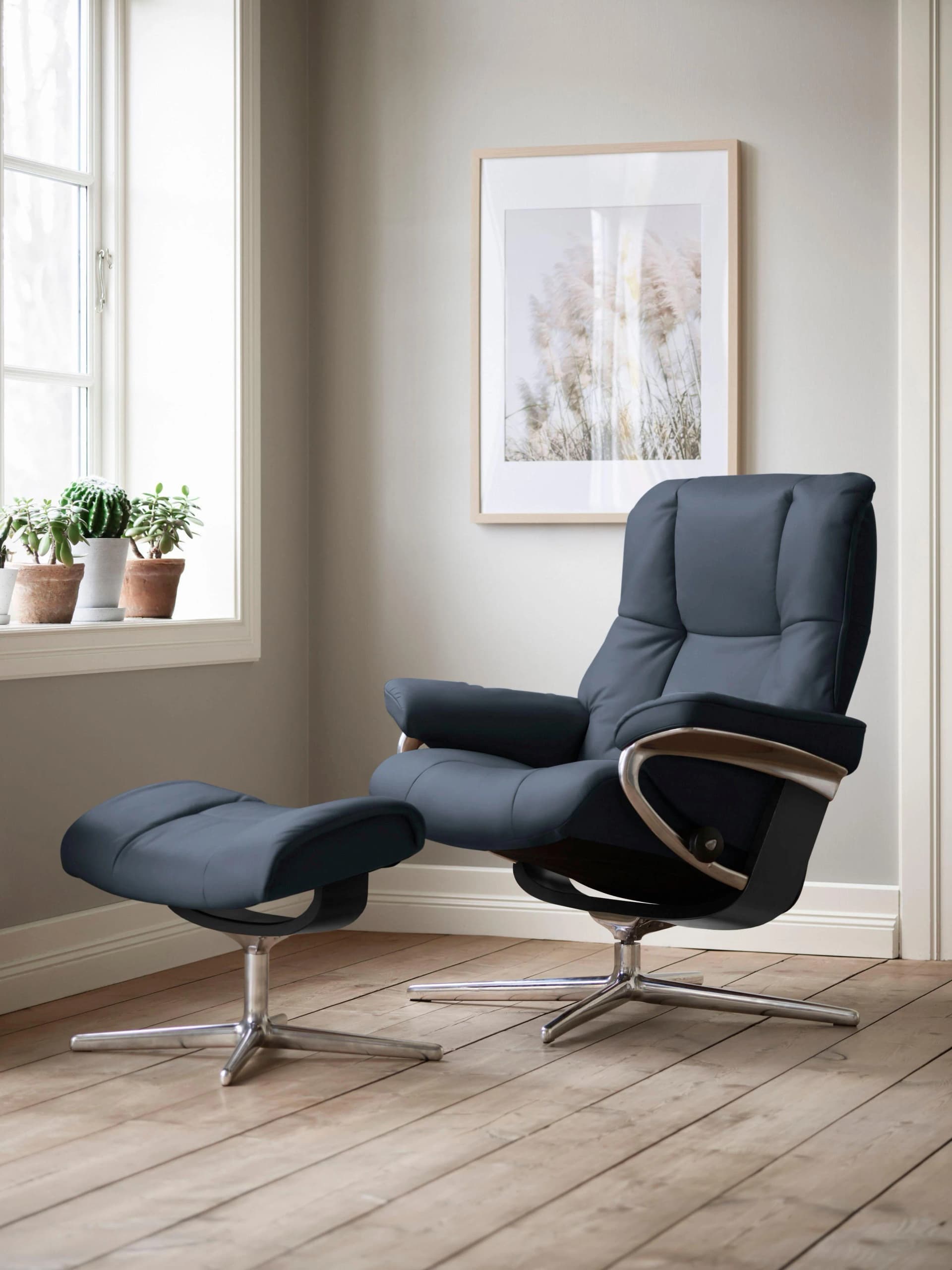 STRESSLESS Relaxsessel Mayfair Blau Microfaser Cross Base