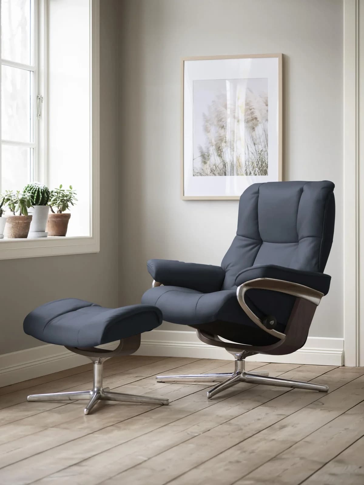 STRESSLESS Relaxsessel Mayfair Blau Microfaser Cross Base