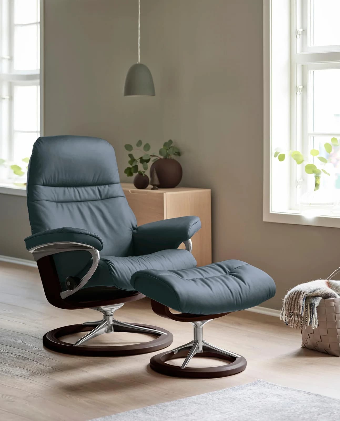 STRESSLESS Relaxsessel Sunrise Atlantic Blue Batick Leder Signature Base