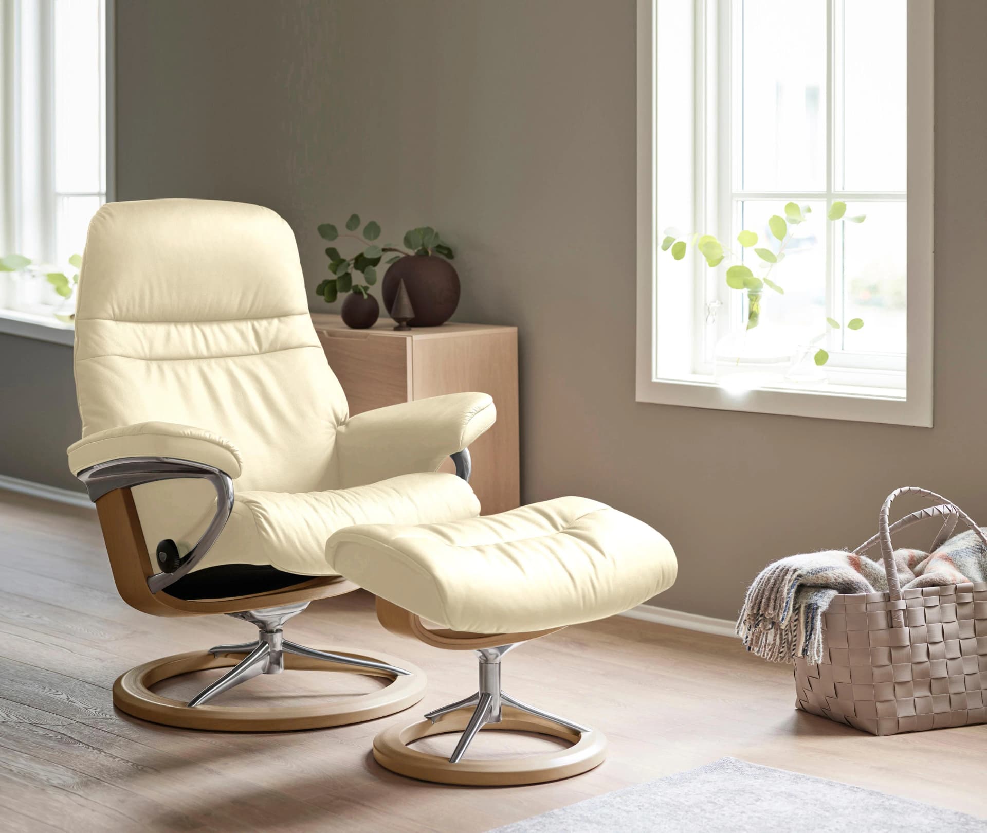 Stressless Sunrise Relaxsessel Beige Leder Signature Base
