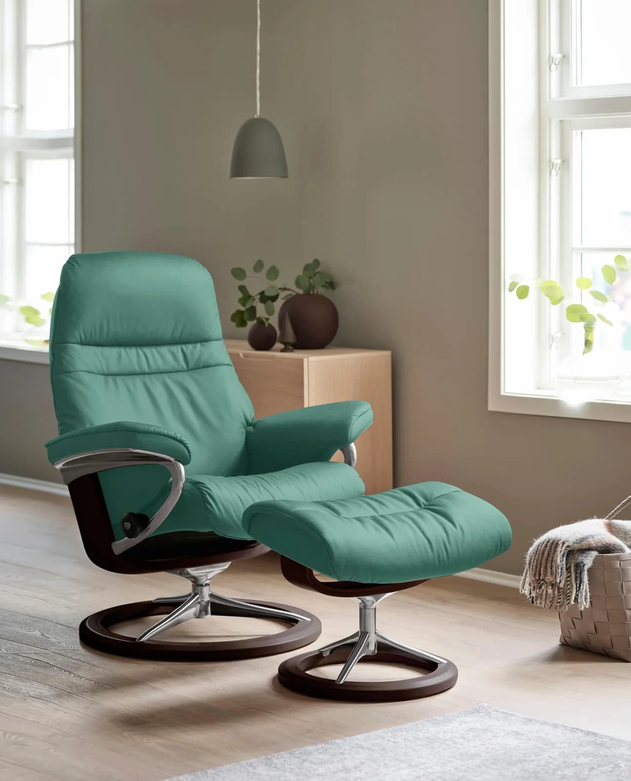 Stressless Sunrise Relaxsessel Leder PALOMA Grün Signature Base
