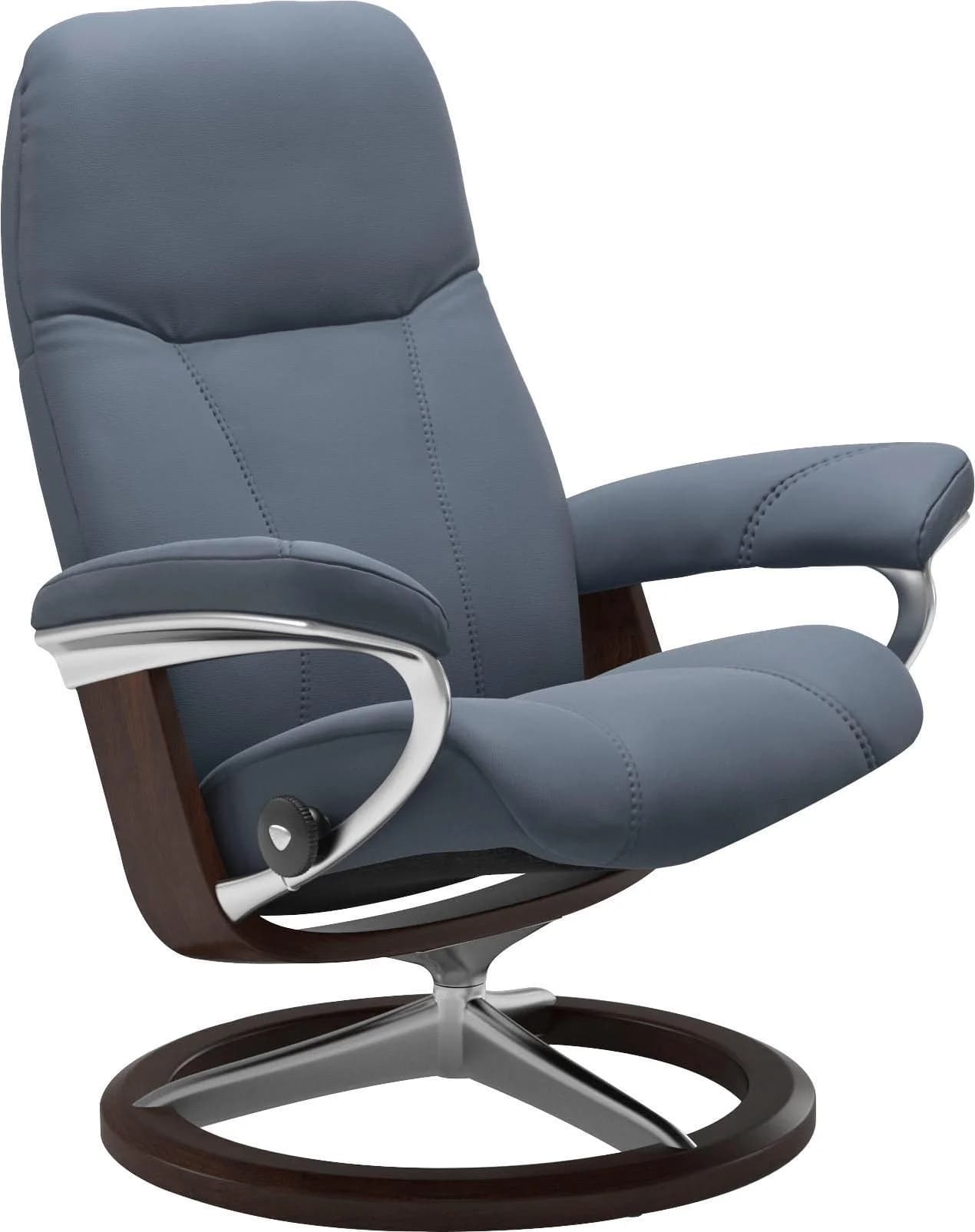 STRESSLESS Consul Relaxsessel Leder PALOMA Blau Braune Füße
