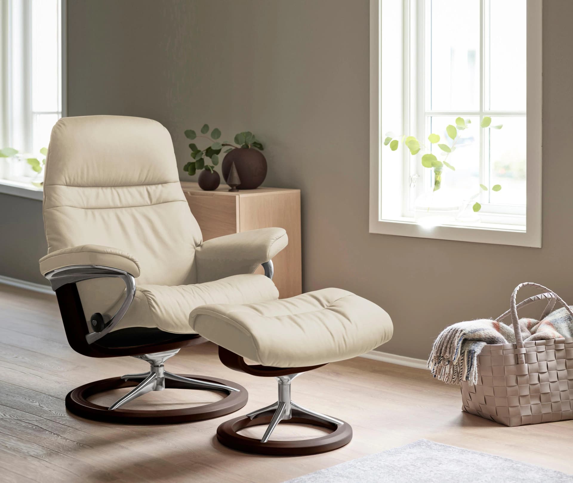STRESSLESS Relaxsessel Sunrise Beige Leder Signature Base