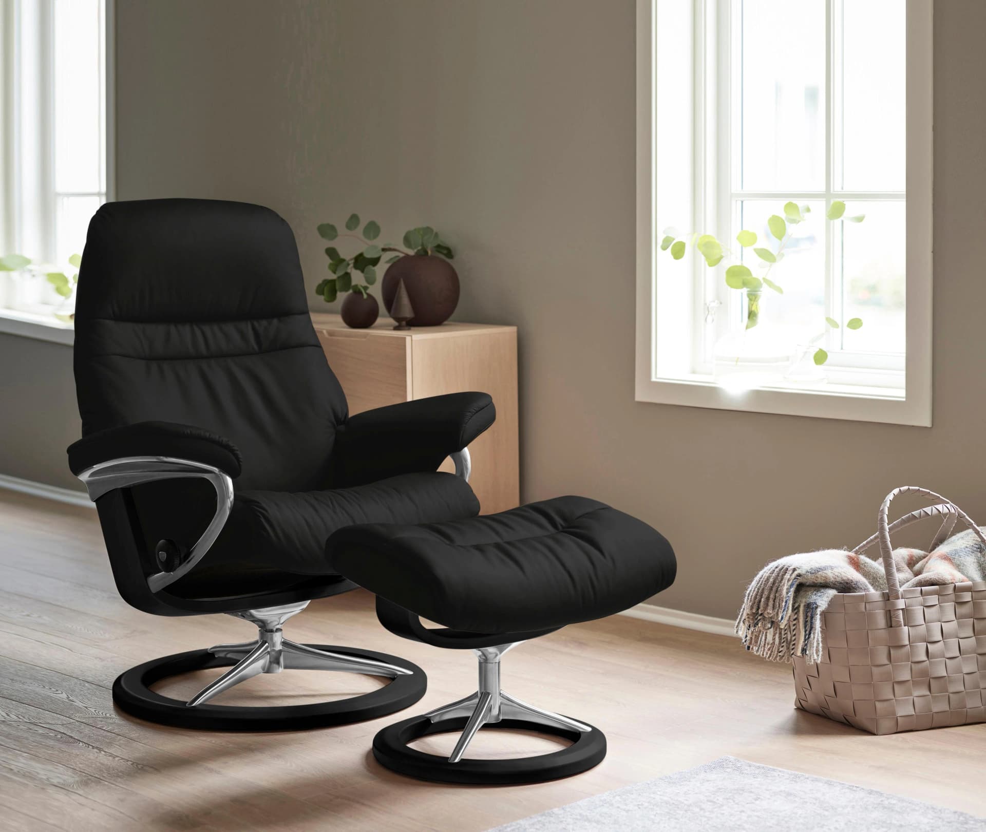 Relaxsessel STRESSLESS Sunrise Schwarz Leder BATICK