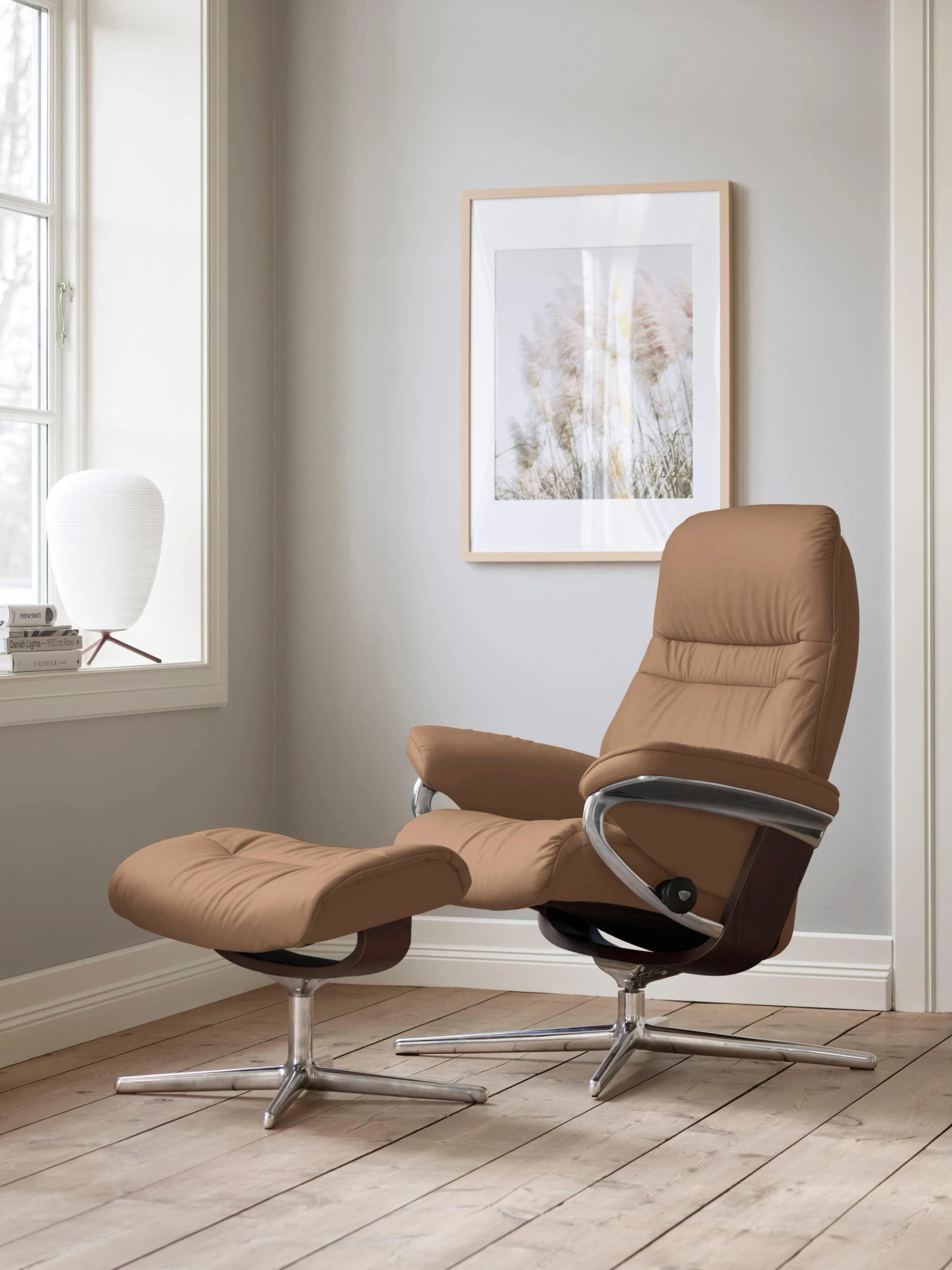 STRESSLESS Sunrise Relaxsessel Braun mit Hocker und Schlaffunktion