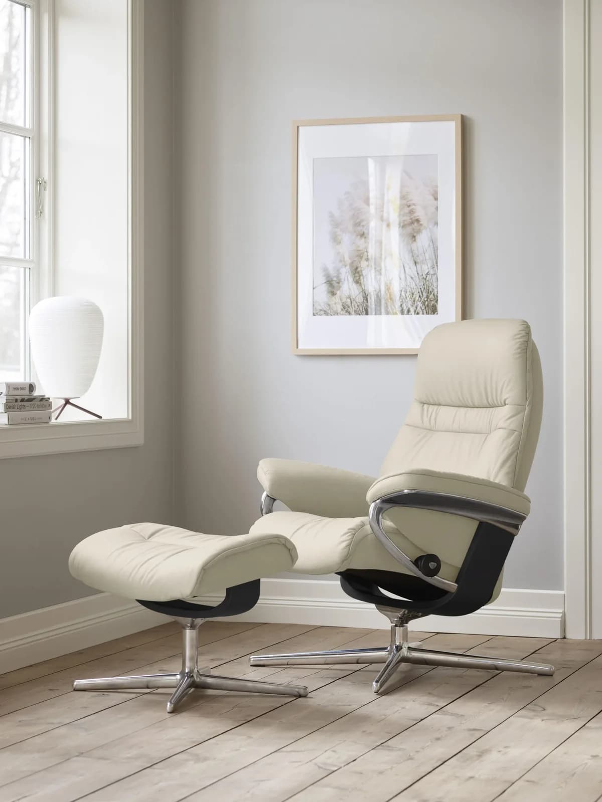 STRESSLESS Sunrise Relaxsessel Beige Leder BATICK Cross Base