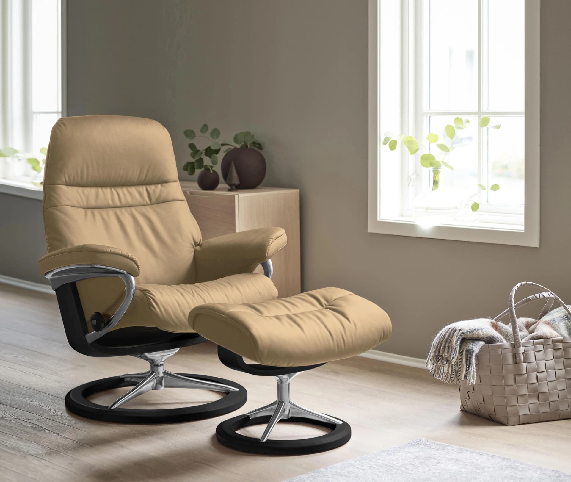 STRESSLESS Sunrise Relaxsessel Beige Leder Signature Base