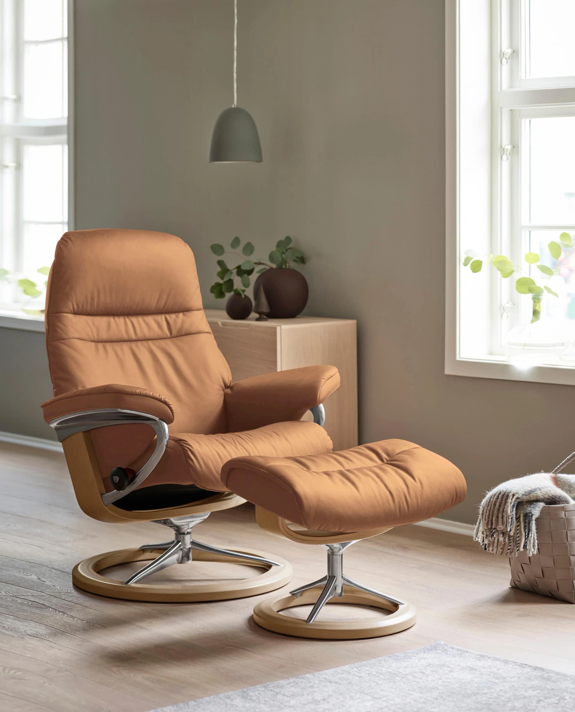 STRESSLESS Relaxsessel Sunrise Taupe Leder Signature Base