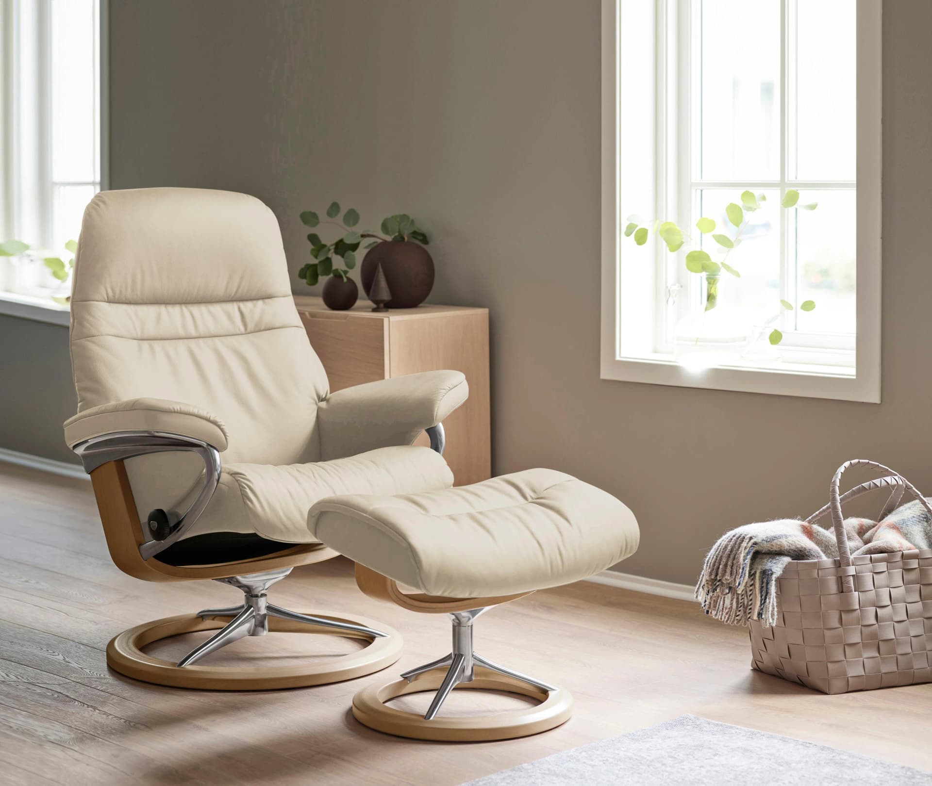 Fußhocker STRESSLESS Sunrise Beige Leder BATICK