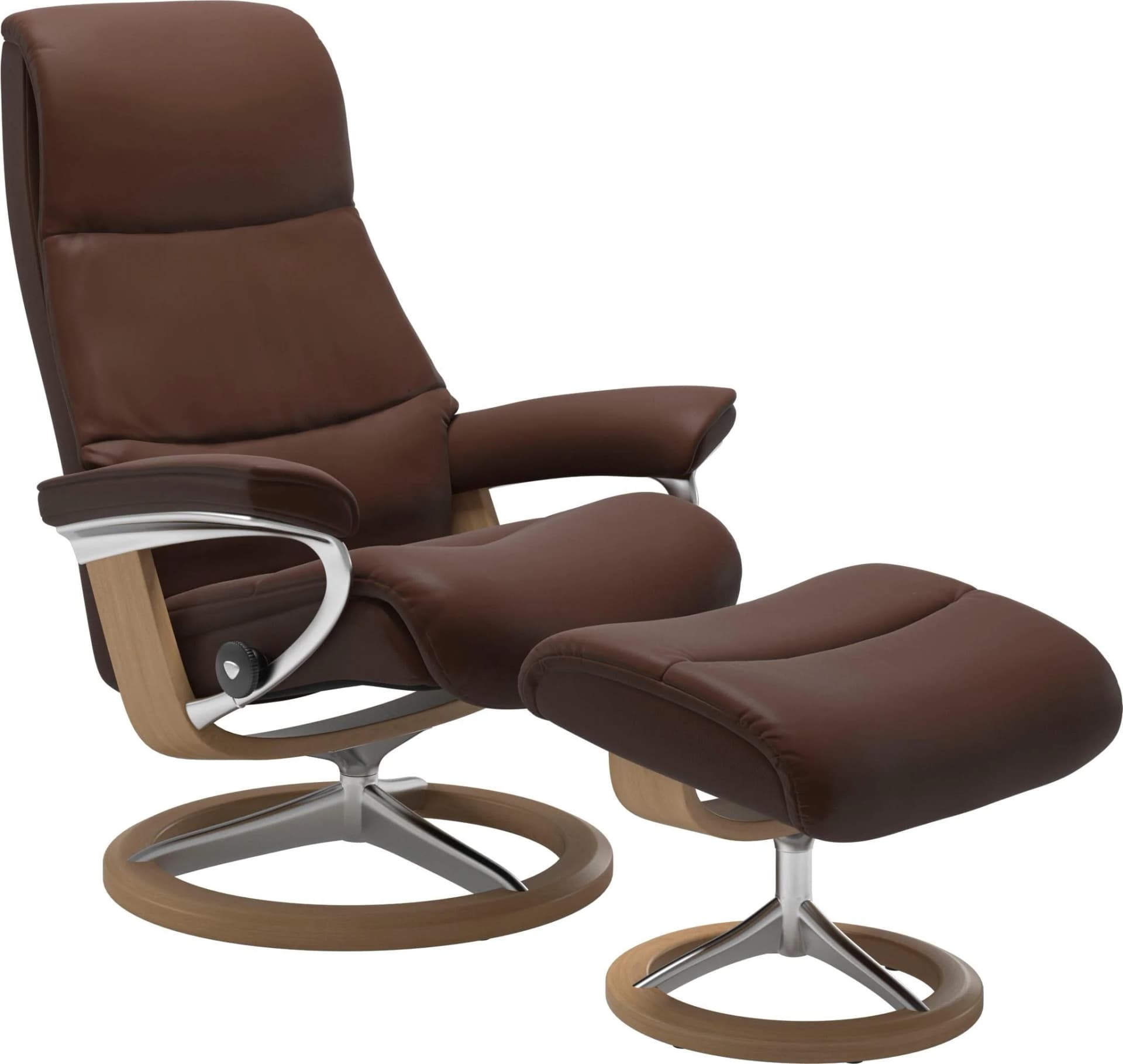 STRESSLESS View Fußhocker Braun Leder Eiche