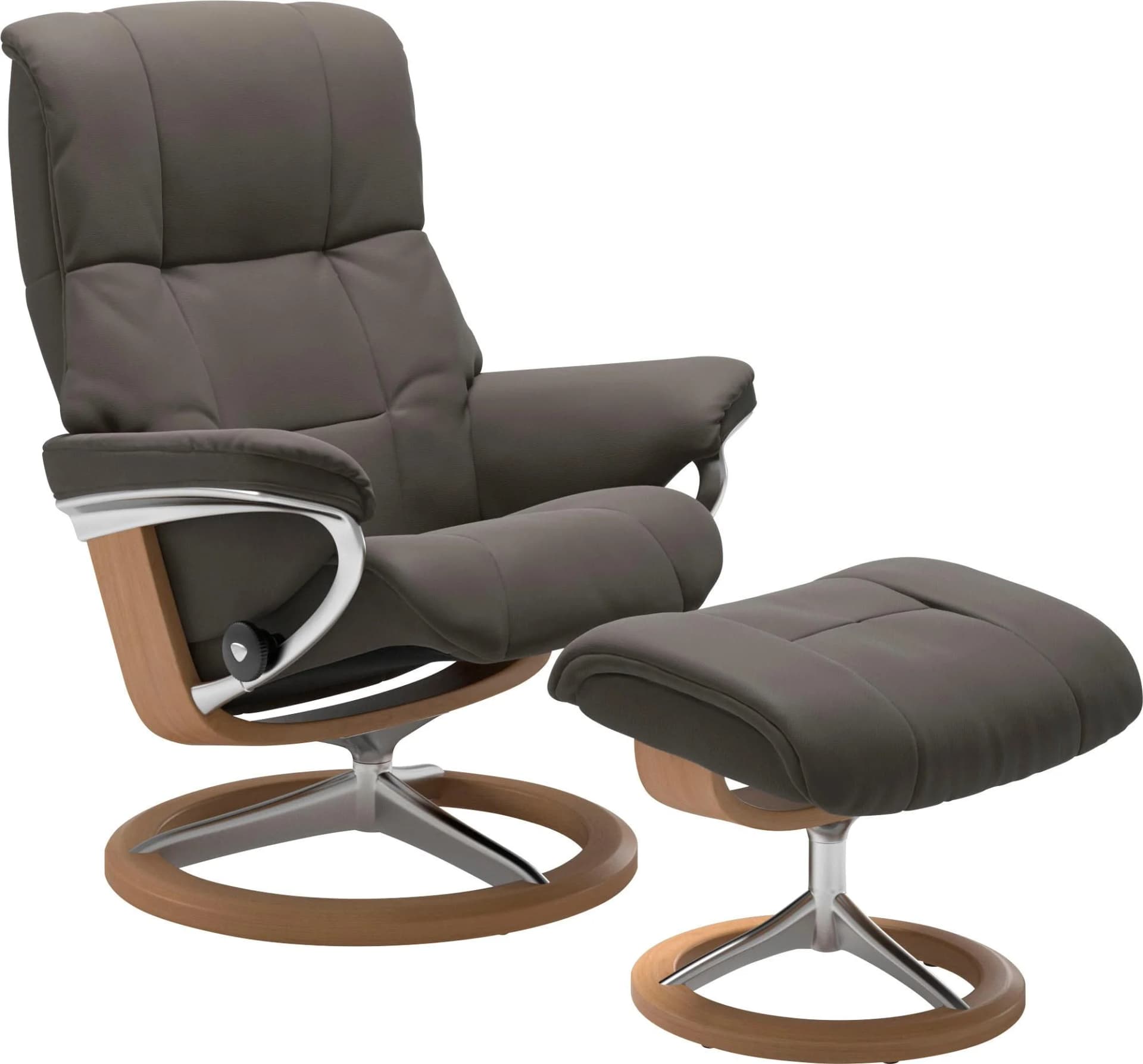 Stressless Mayfair Fußhocker Grau Leder PALOMA Eiche Signature Base