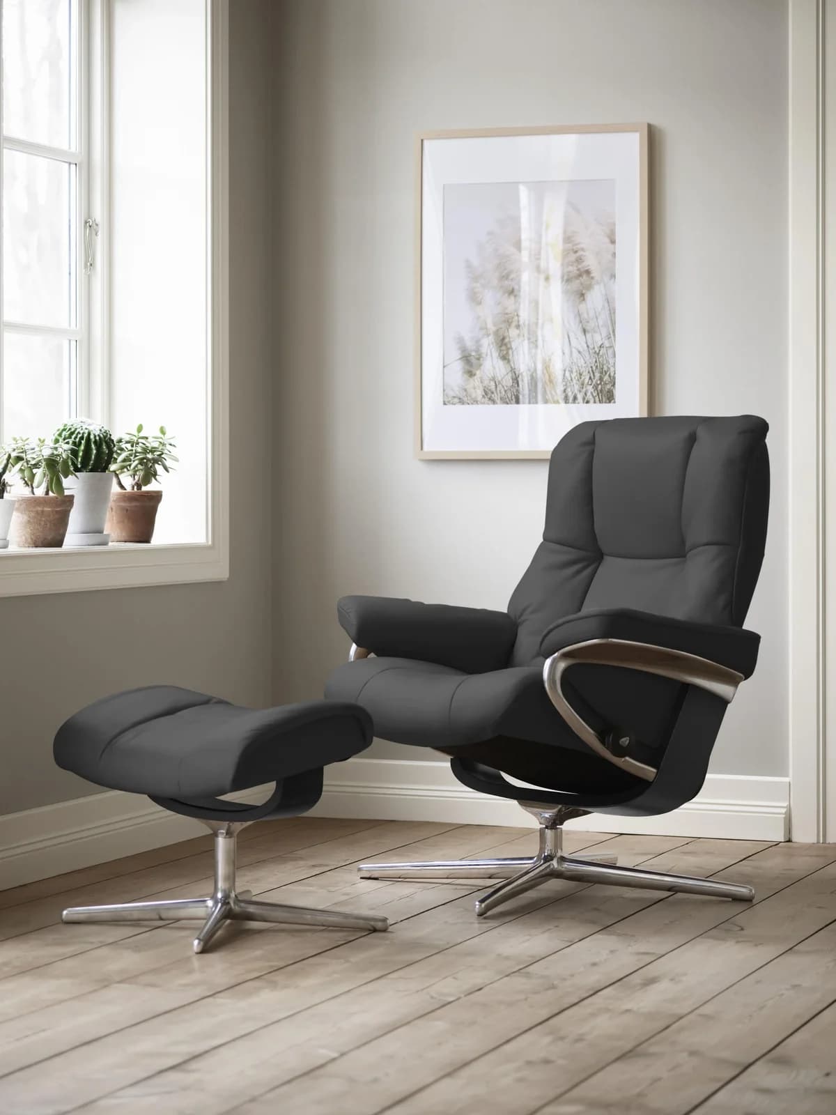 STRESSLESS Relaxsessel Mayfair Grau Microfaser mit Hocker