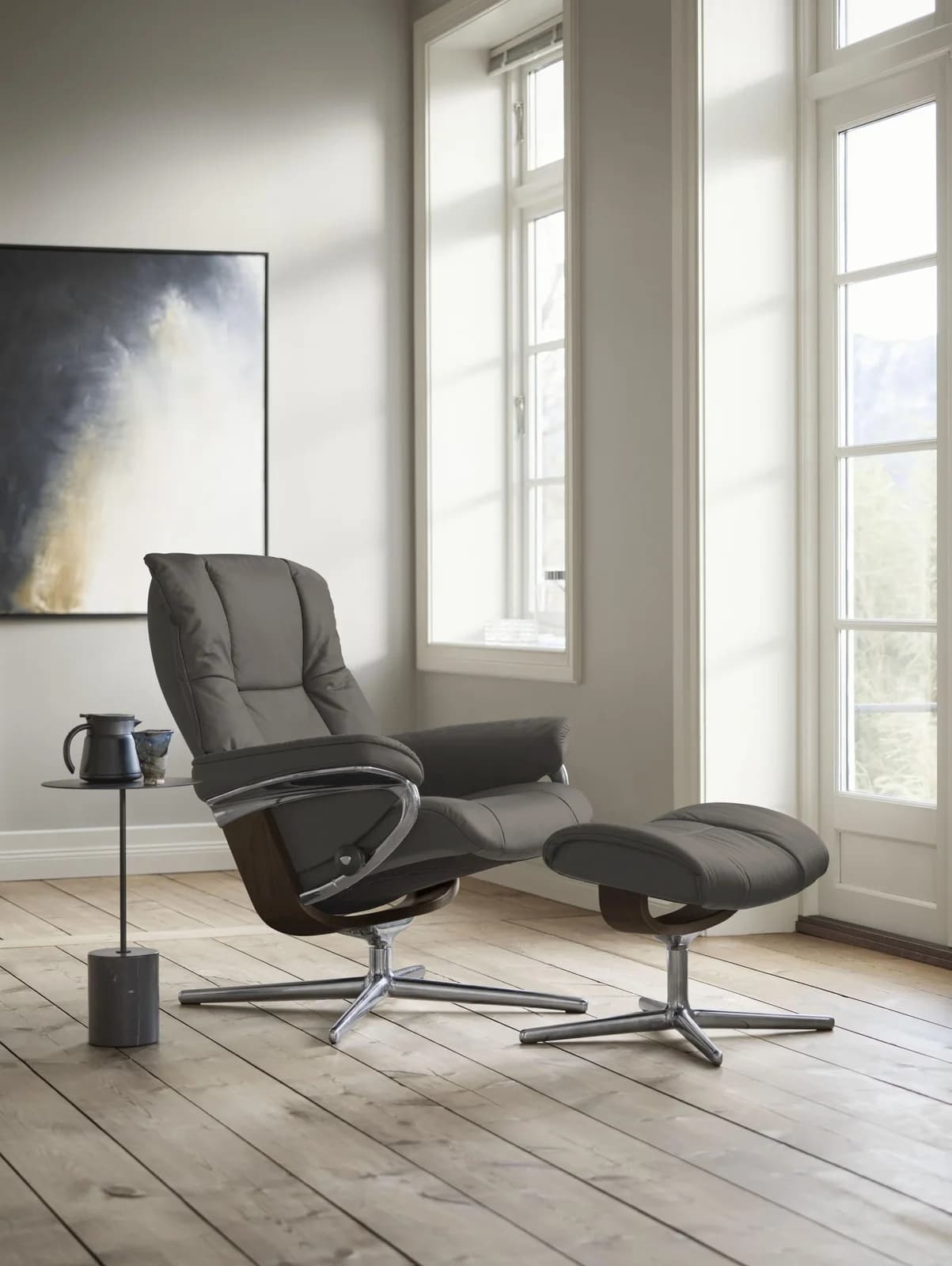 STRESSLESS Relaxsessel Mayfair Grau Leder PALOMA Cross Base
