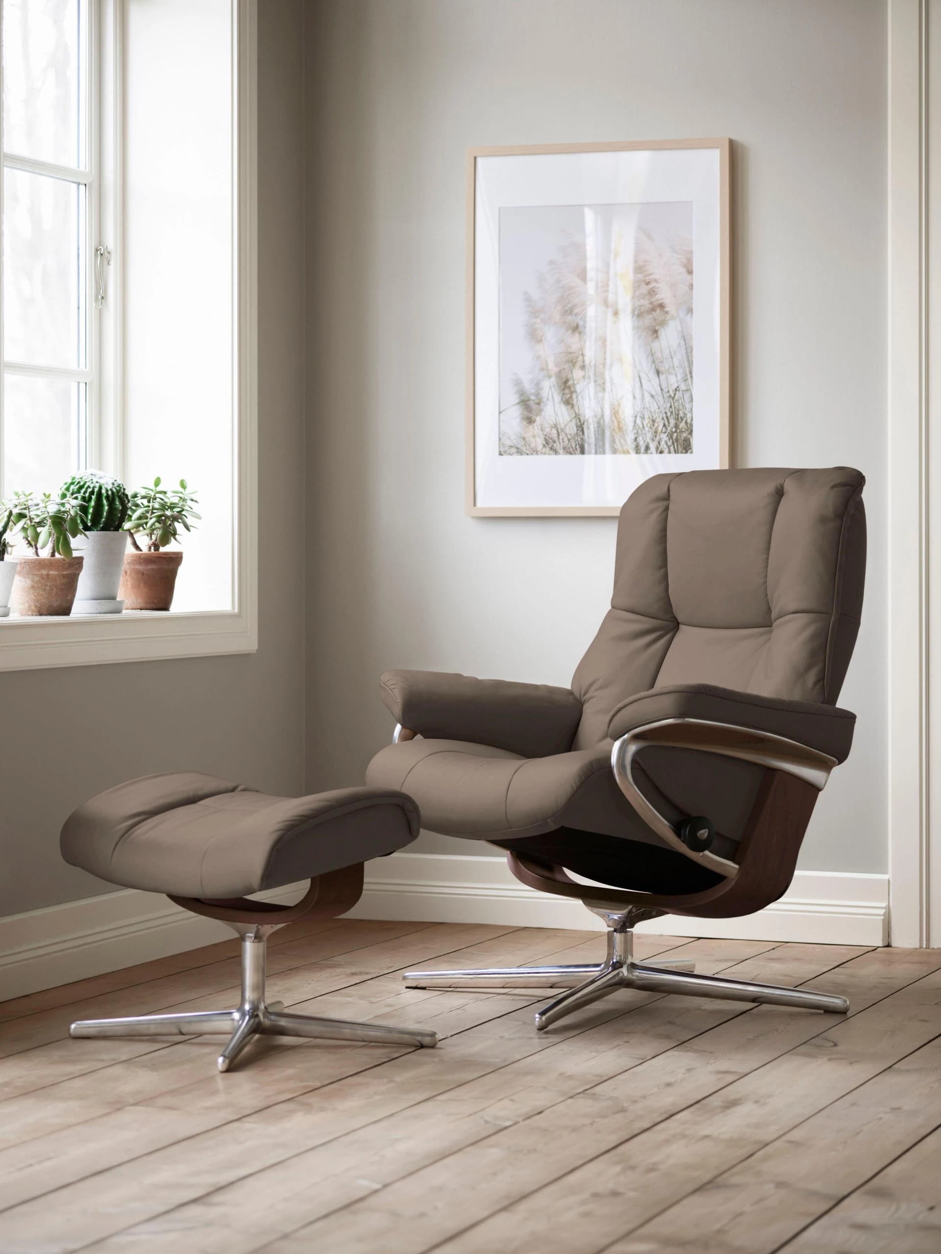 Fußhocker STRESSLESS Mayfair braun Leder BATICK Cross Base