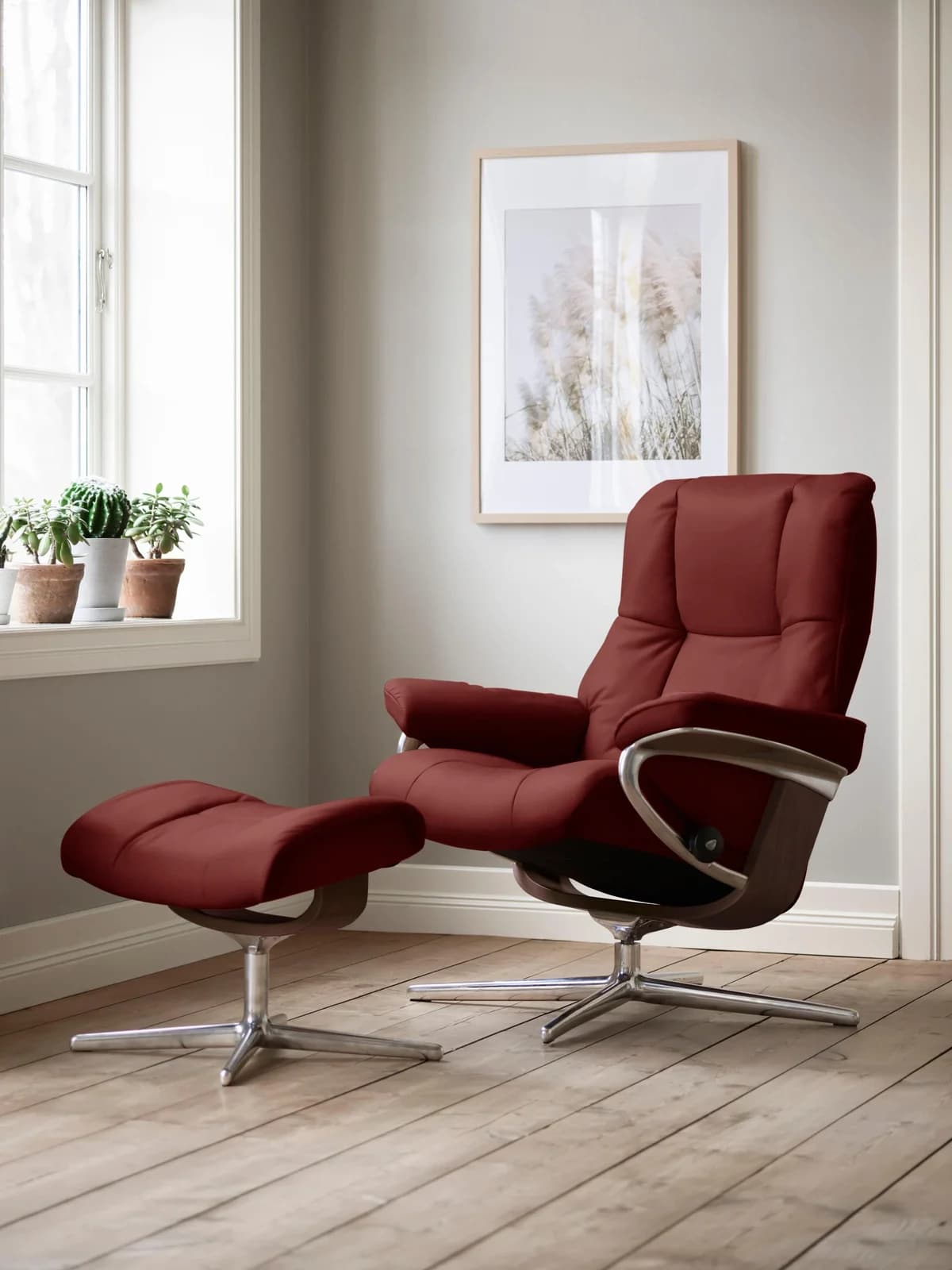 STRESSLESS Mayfair Fußhocker Rot Microfaser Cross Base