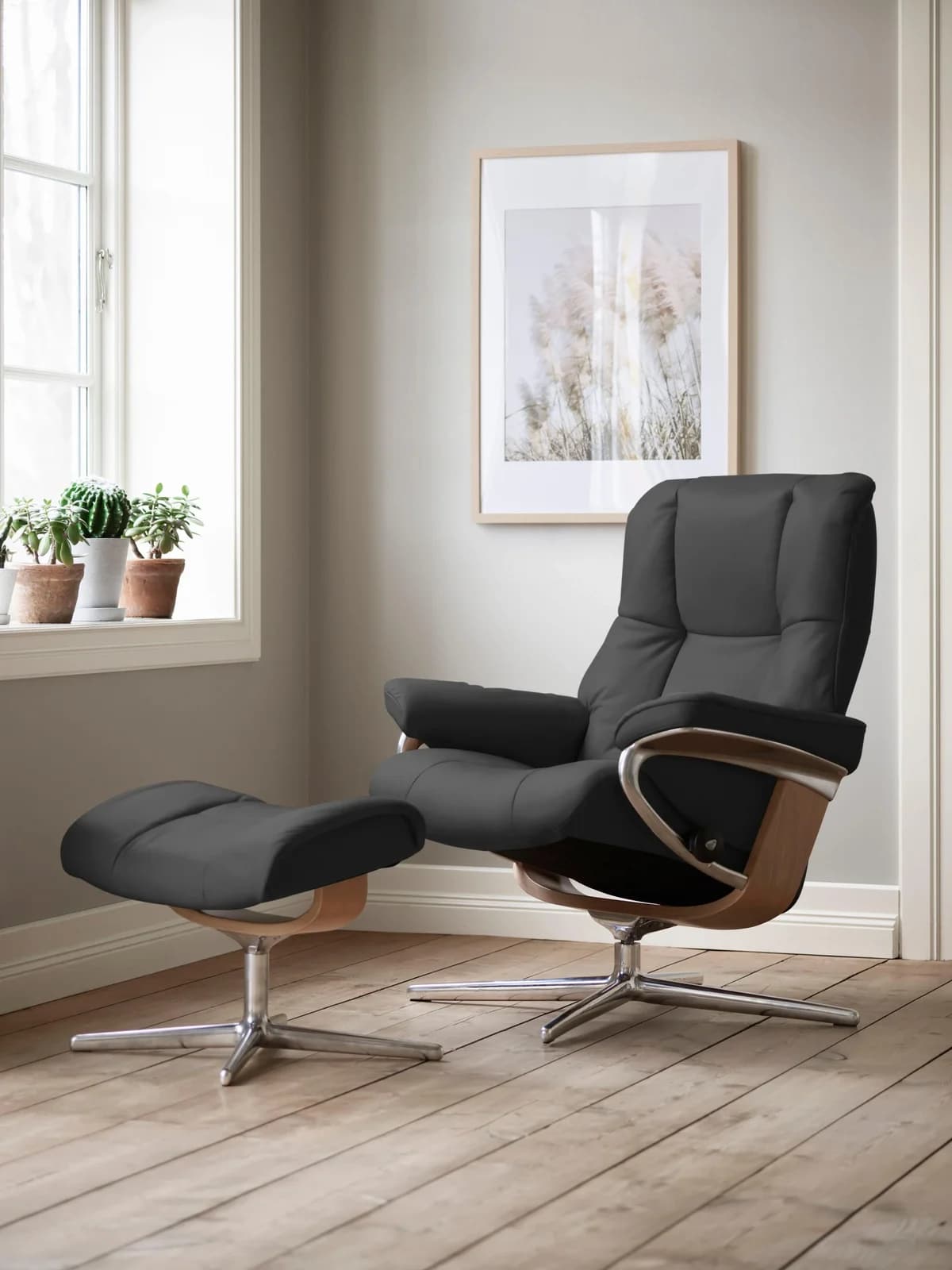 STRESSLESS Mayfair Relaxsessel Grau Microfaser Cross Base