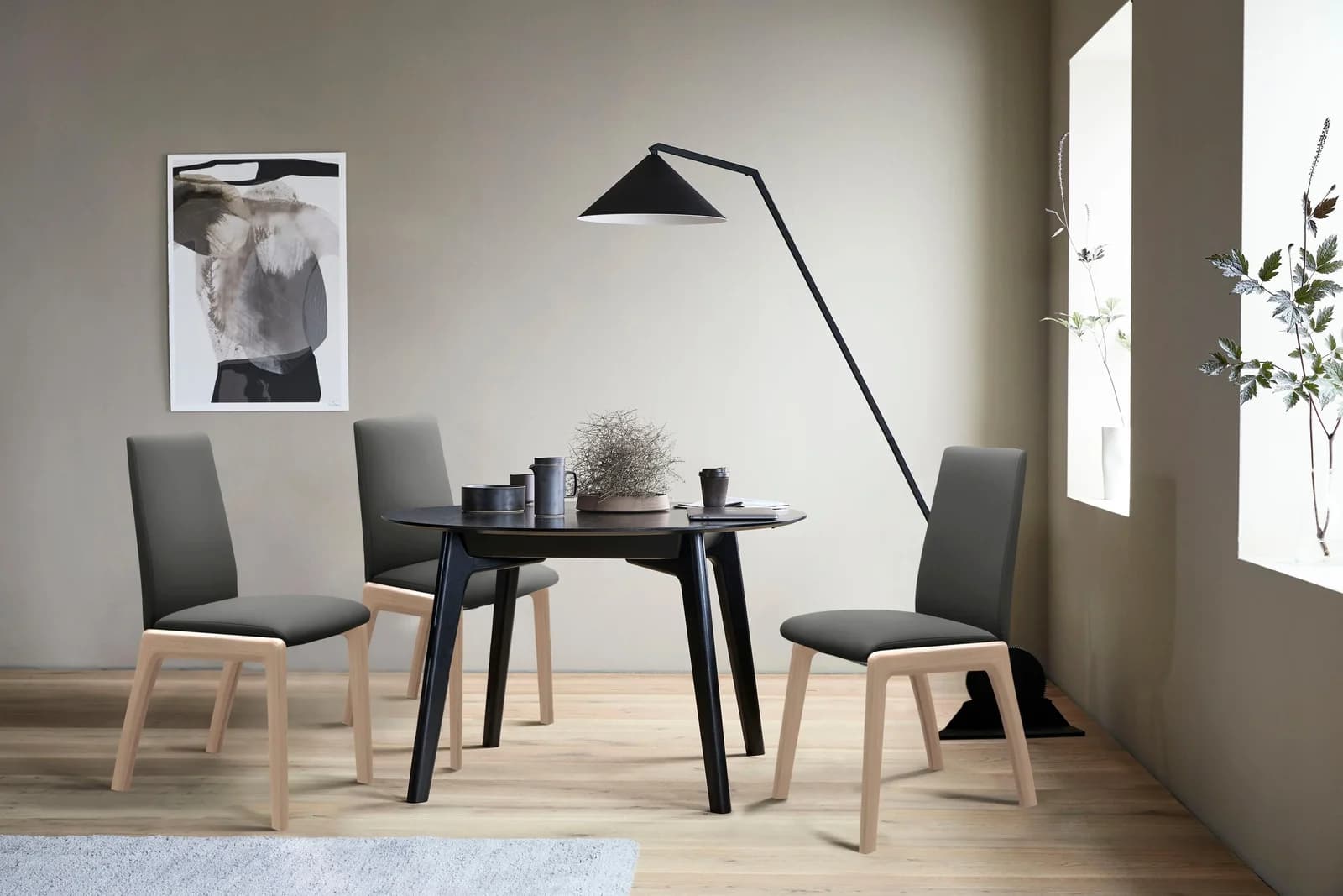 Polsterstuhl STRESSLESS "Laurel" grau Leder PALOMA