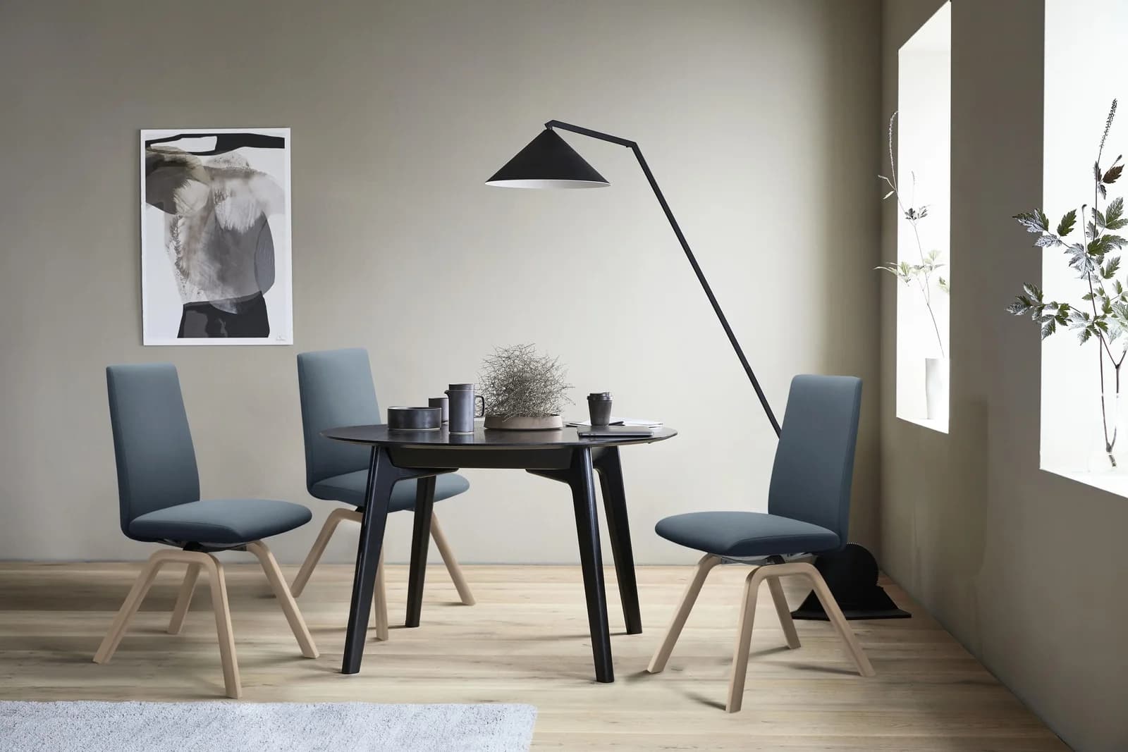 Polsterstuhl STRESSLESS "Laurel" Blau Microfaser DINAMICA