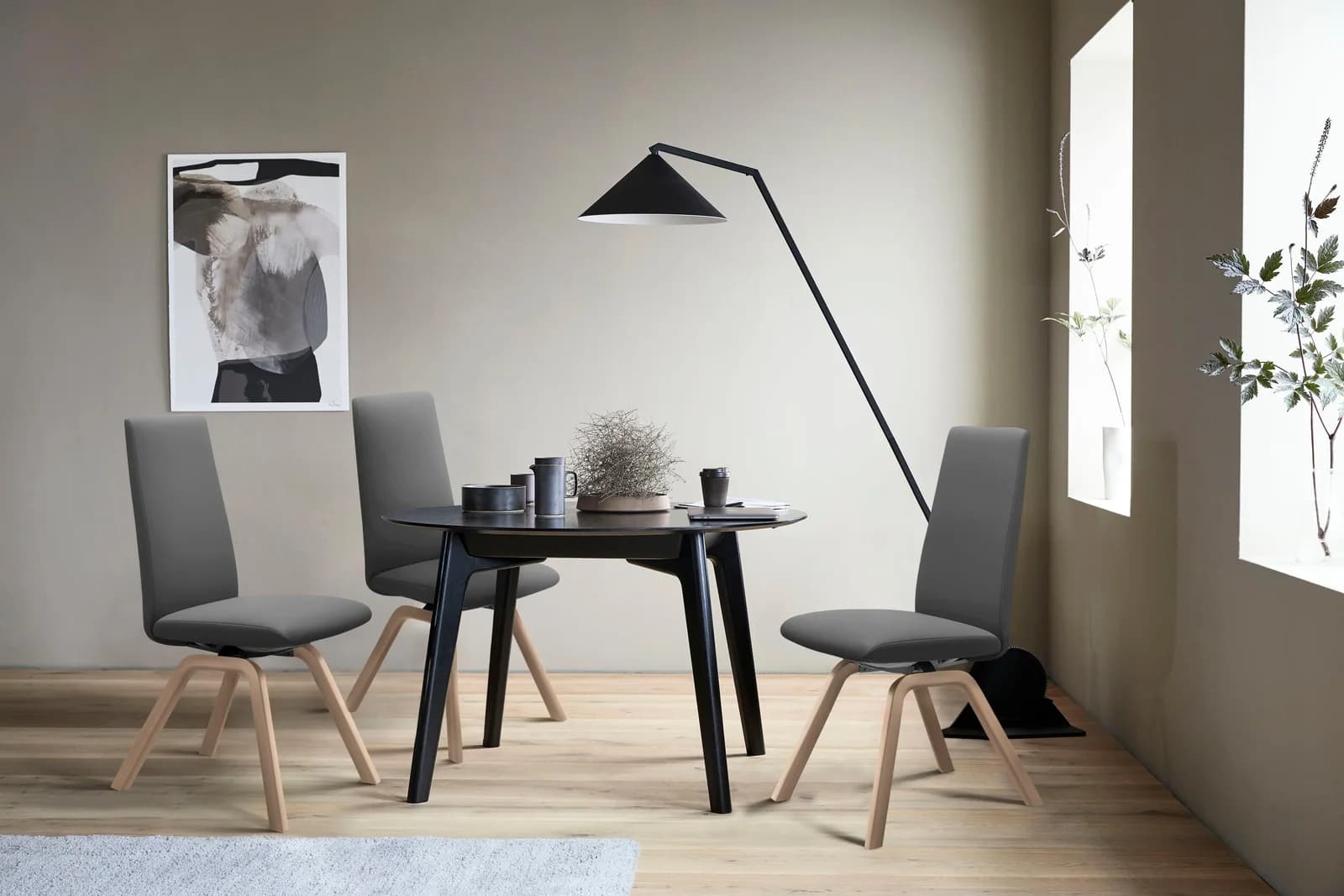 Polsterstuhl STRESSLESS "Laurel" grau Leder BATICK