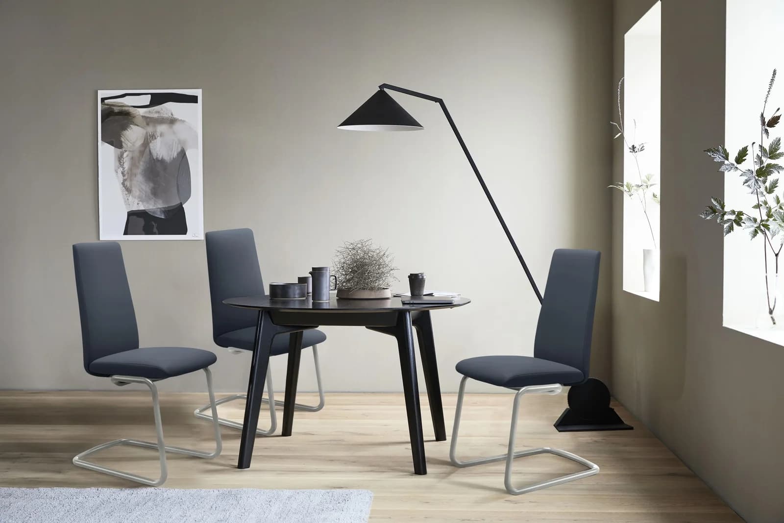 STRESSLESS Laurel Polsterstuhl Blau Leder Chrom