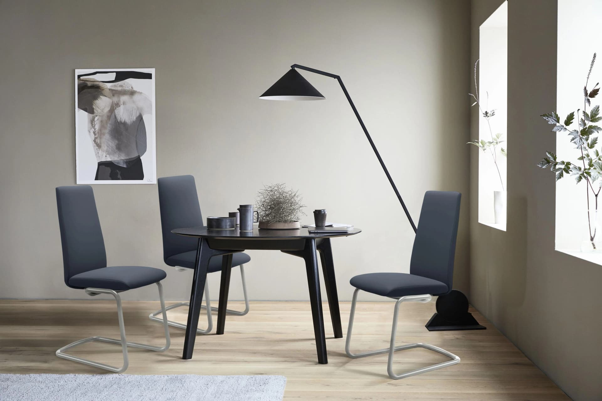 STRESSLESS Laurel Polsterstuhl Oxford Blau Leder PALOMA
