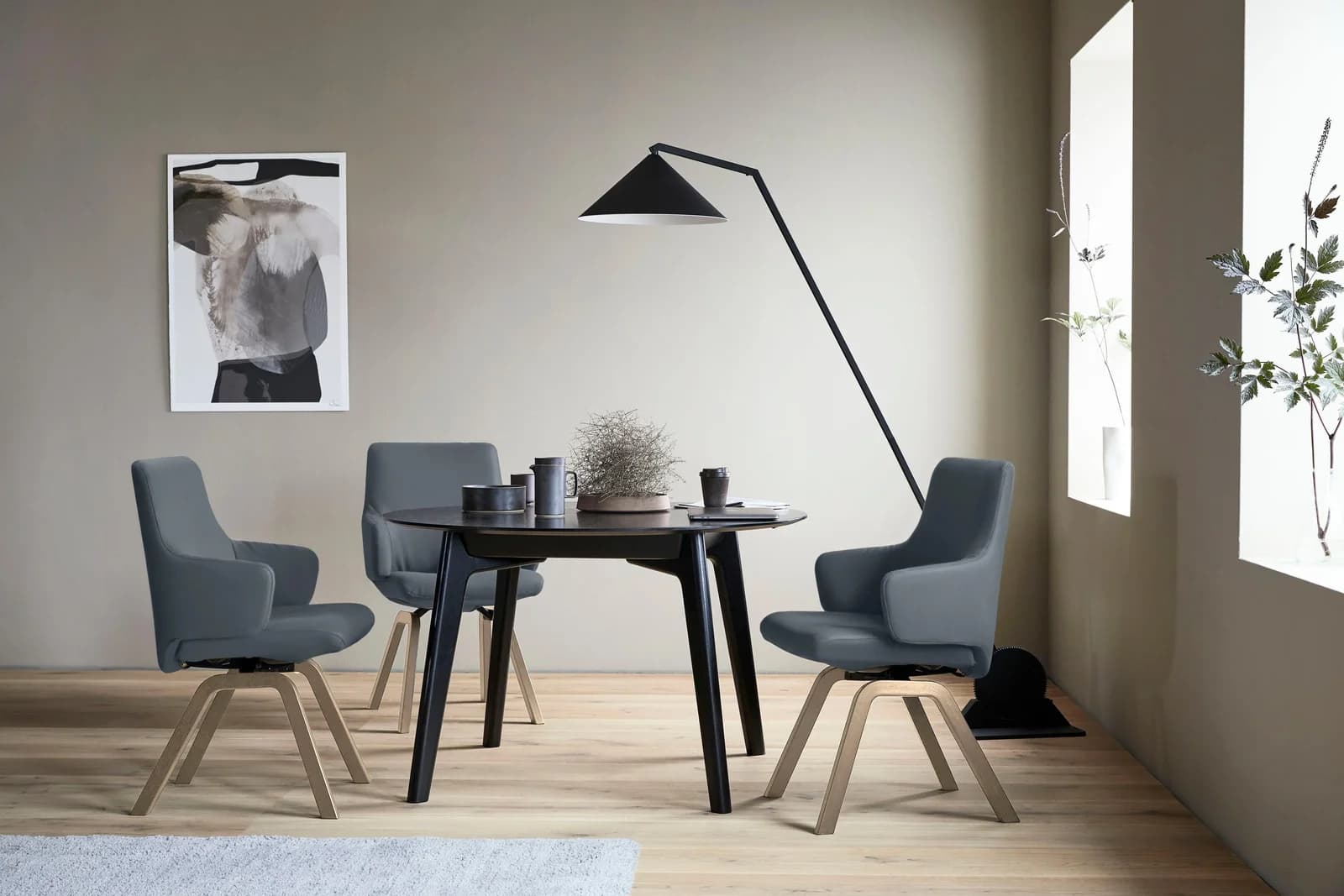 STRESSLESS Laurel Polsterstuhl Atlantic Blue Batick Eiche