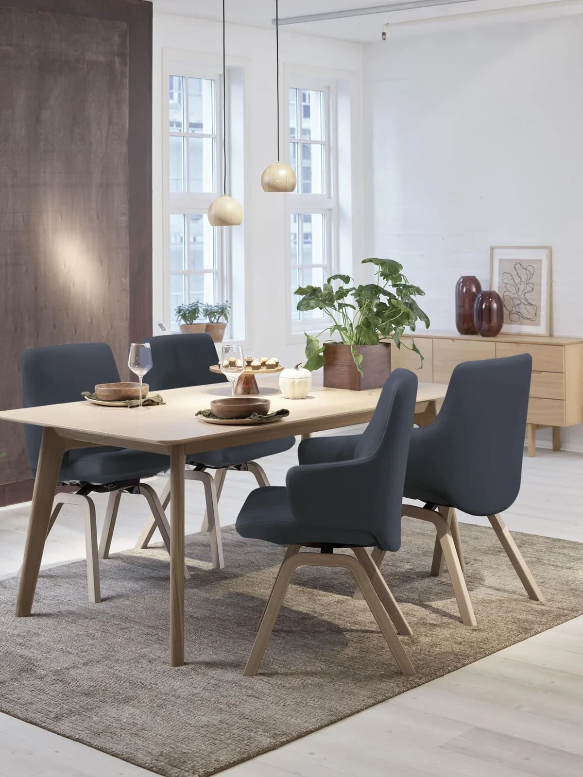 STRESSLESS Laurel Polsterstuhl Blau Schwarz Leder PALOMA
