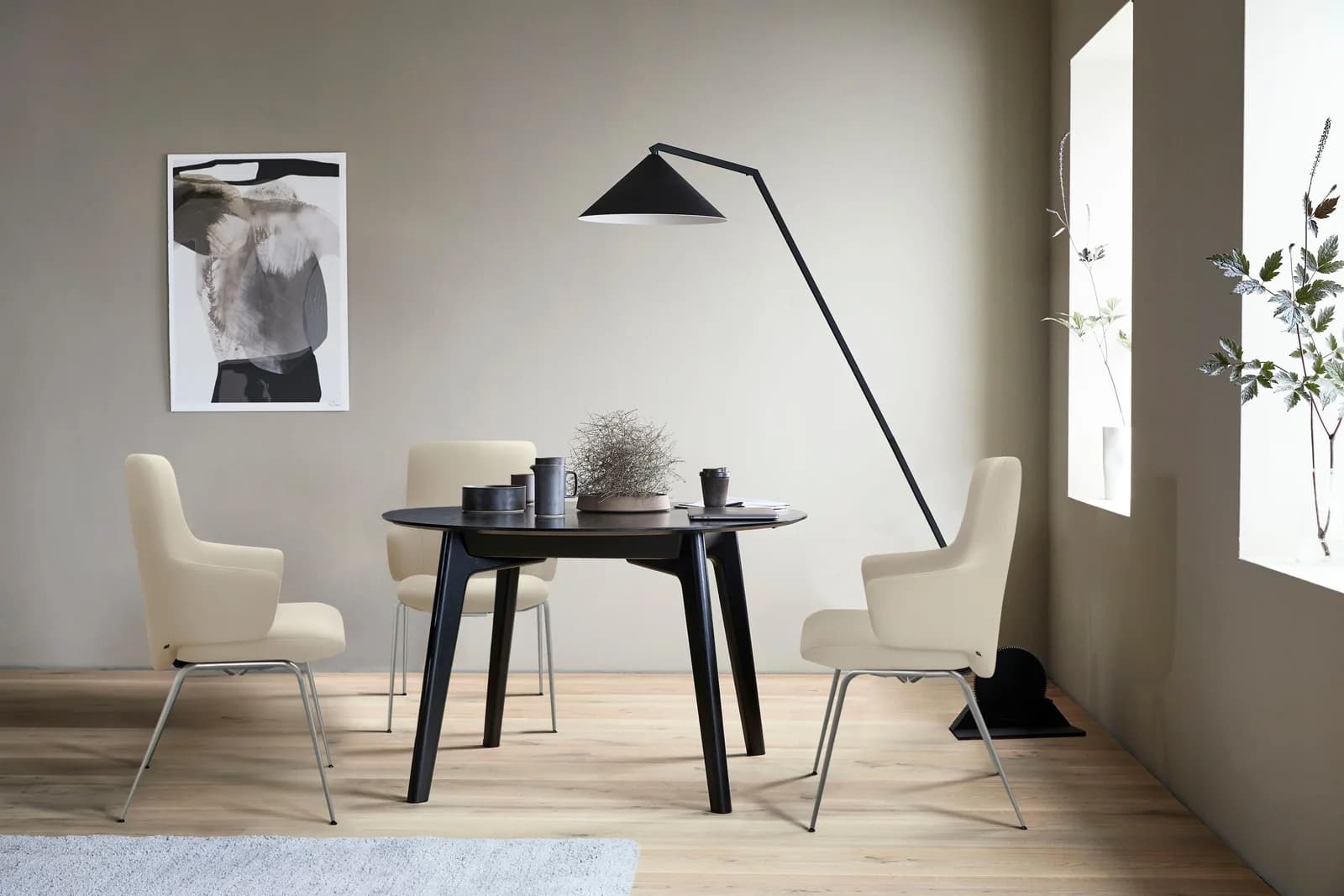 STRESSLESS Laurel Polsterstuhl Beige Leder Schwarz Matt