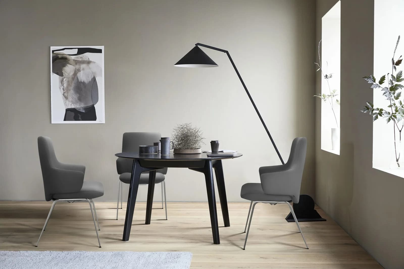 Polsterstuhl STRESSLESS Laurel Grau Leder Chrom matt