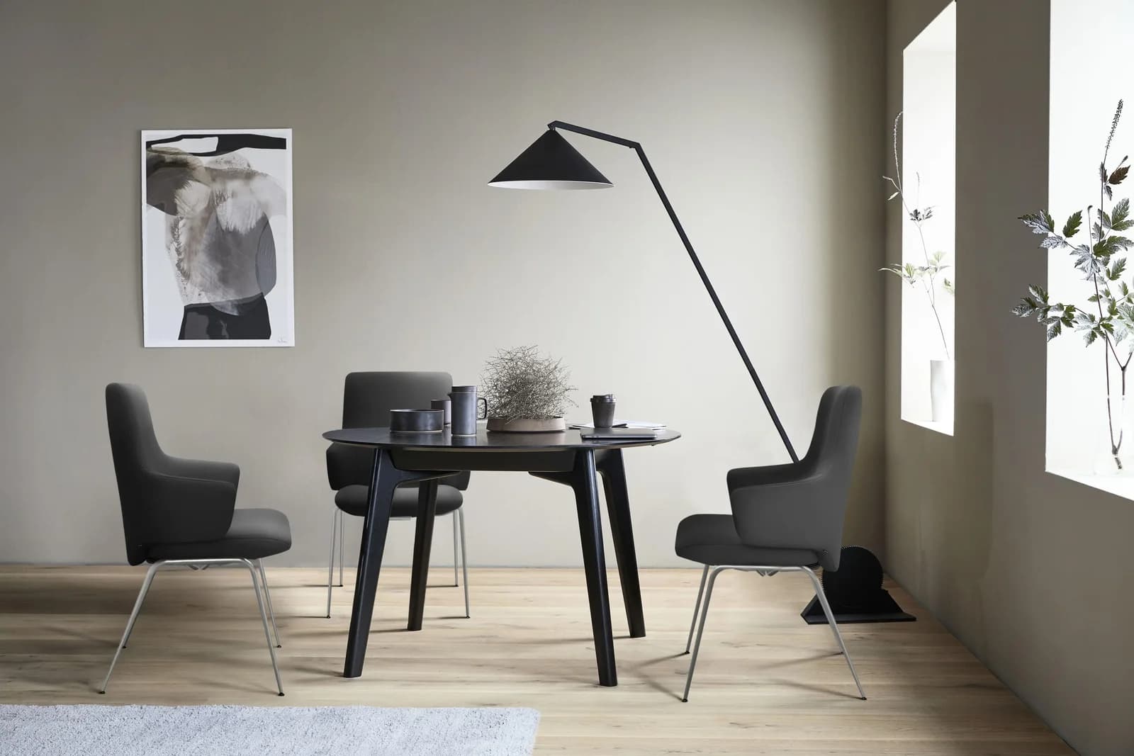 STRESSLESS Laurel Polsterstuhl Schwarz Leder PALOMA Chrom Matt
