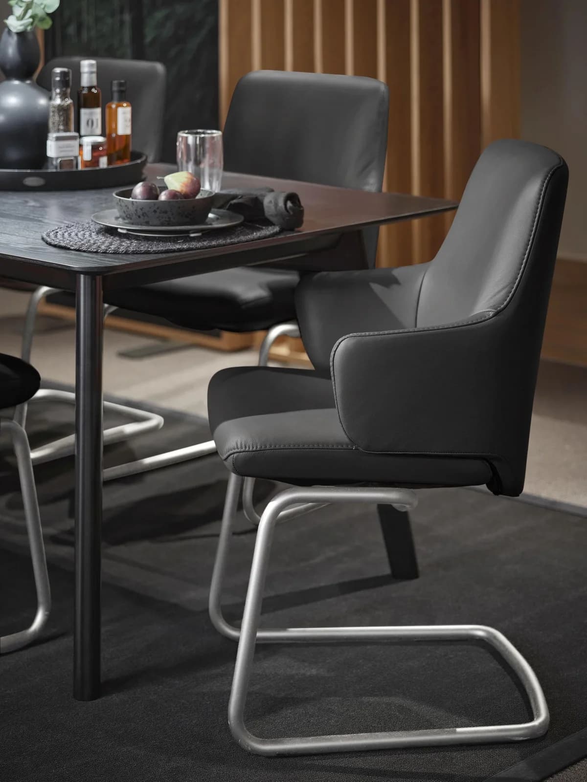 Stressless Laurel Polsterstuhl Grau Leder Schwarz Matt