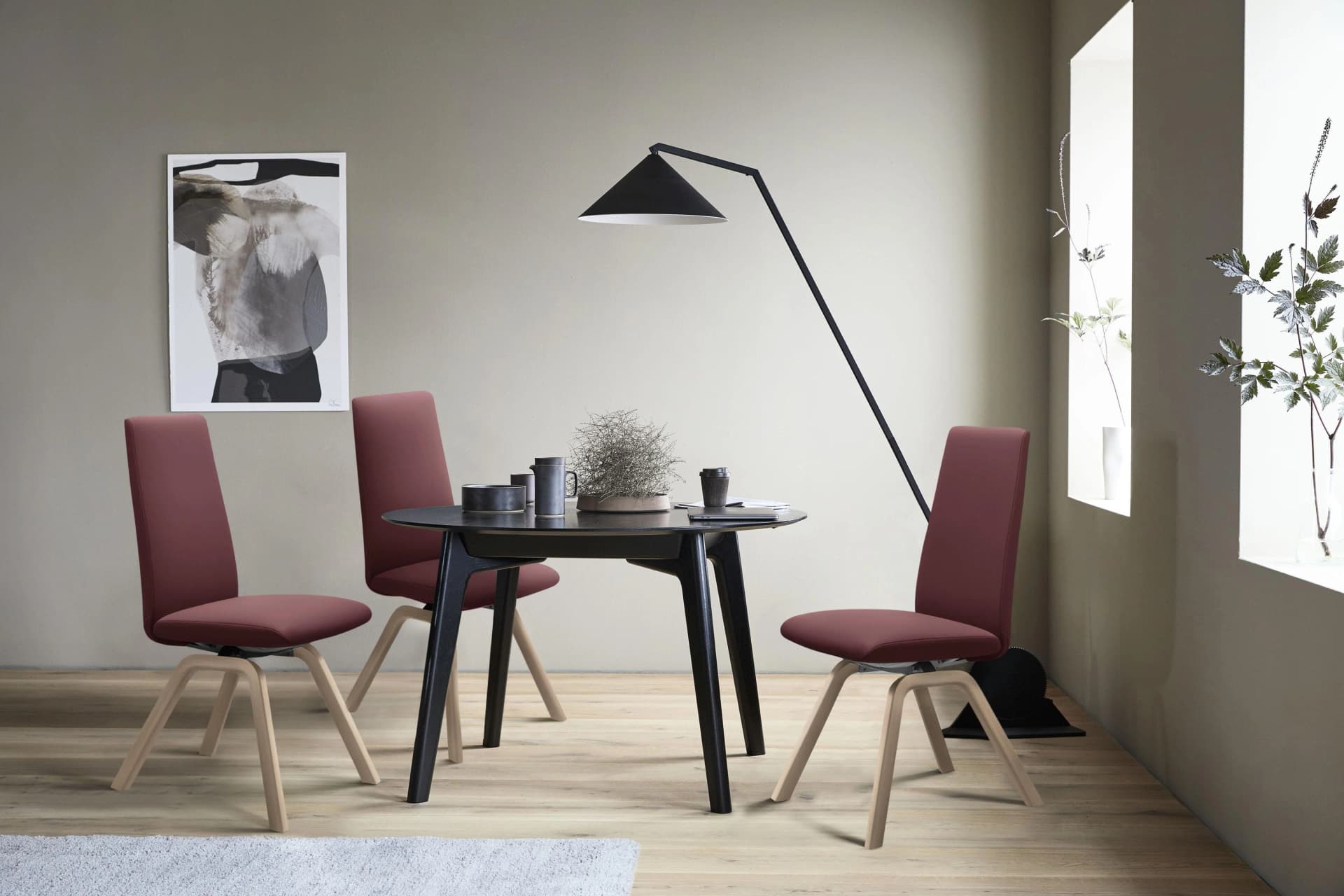 Polsterstuhl STRESSLESS "Laurel" Bordeaux BATICK Eiche Natur