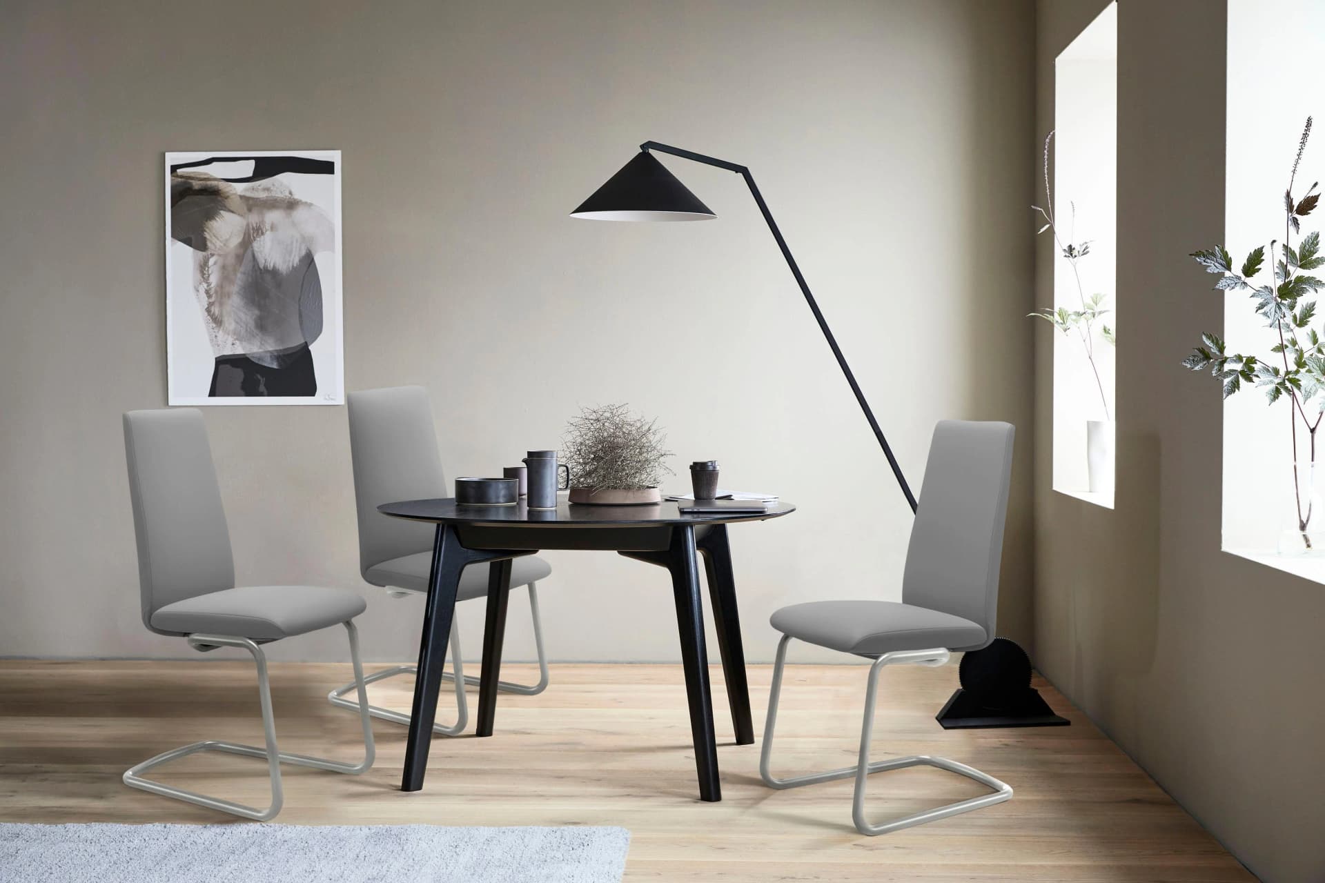STRESSLESS Laurel Polsterstuhl Grau Leder BATICK Chrom Matt