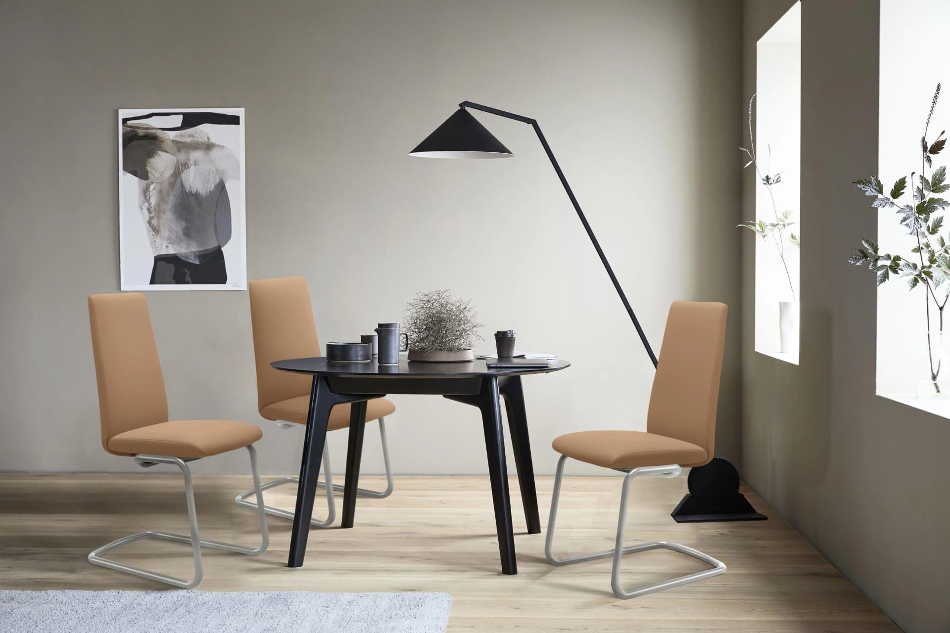 STRESSLESS Laurel Polsterstuhl Taupe Leder Chrom Matt