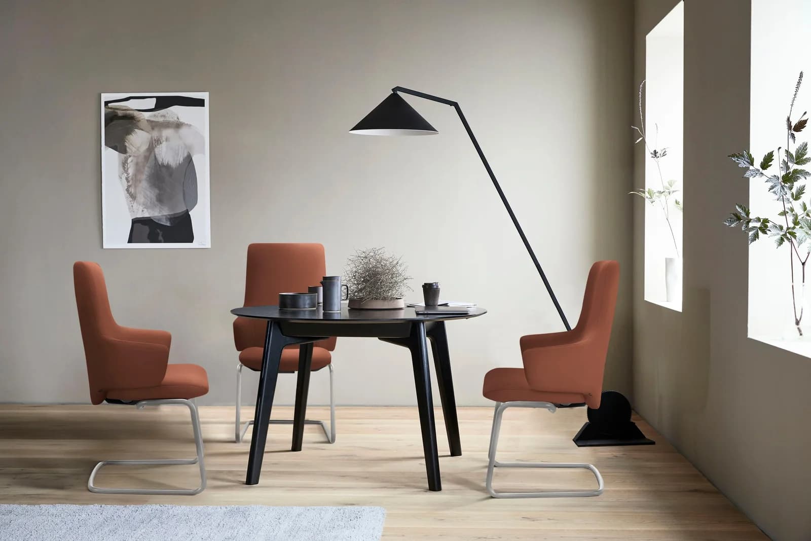 STRESSLESS Laurel Polsterstuhl Leder PALOMA Schwarz Matt