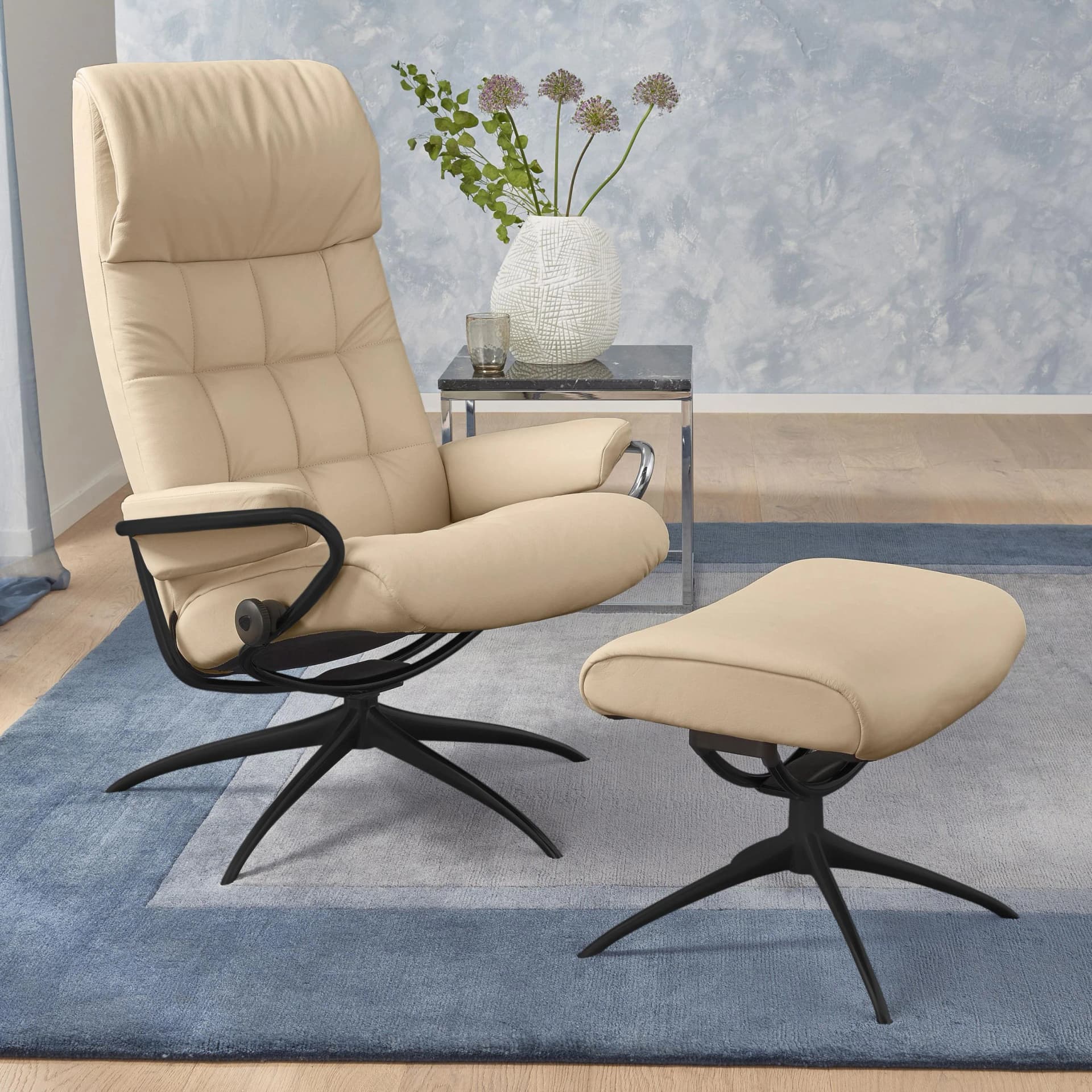 STRESSLESS London Relaxsessel Braun Leder mit Hocker