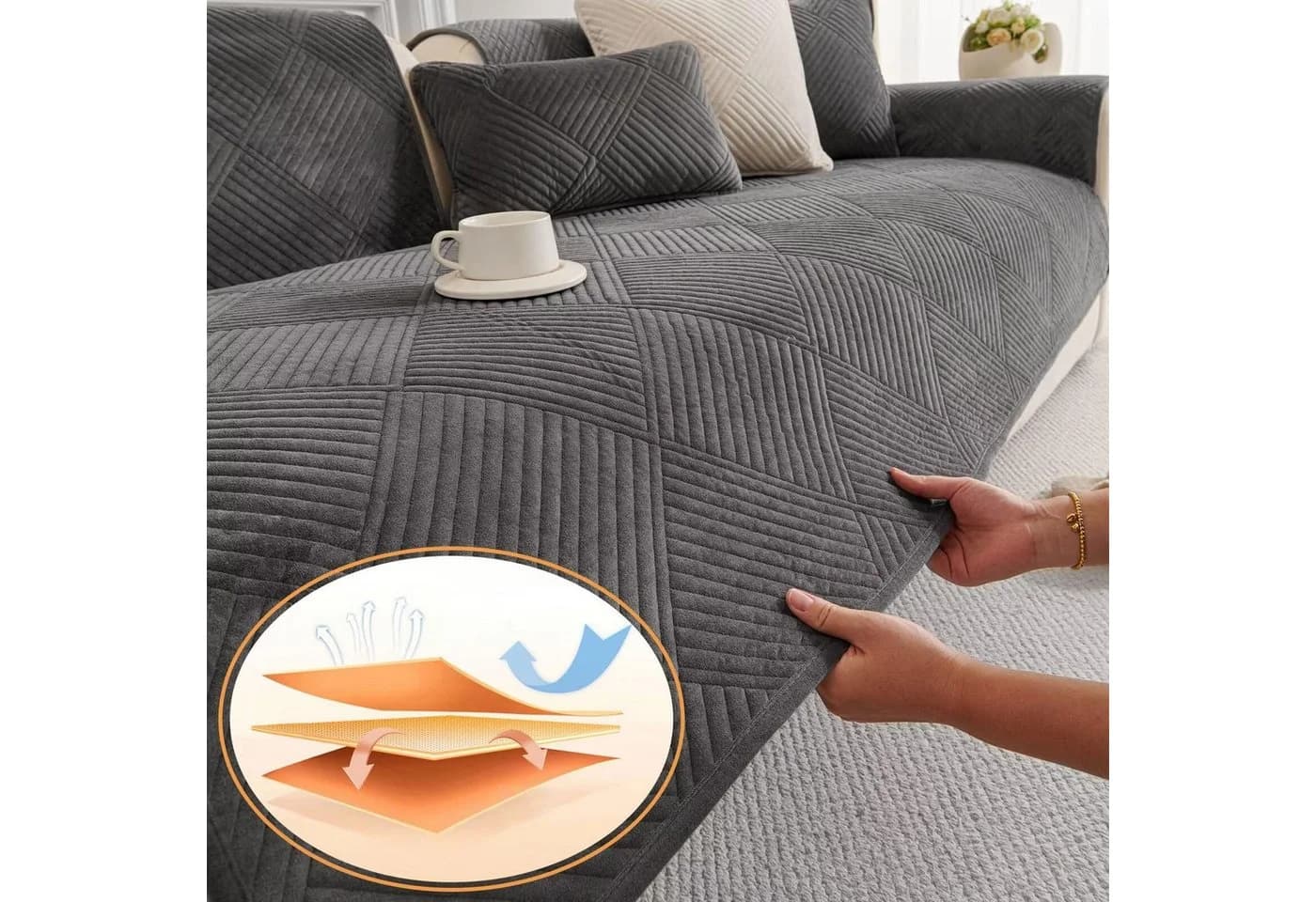 Bellaro Life Sofaschutzdecke Hund Katze 1-4-Sitzer Ecksofa Plüsch - Bild 3
