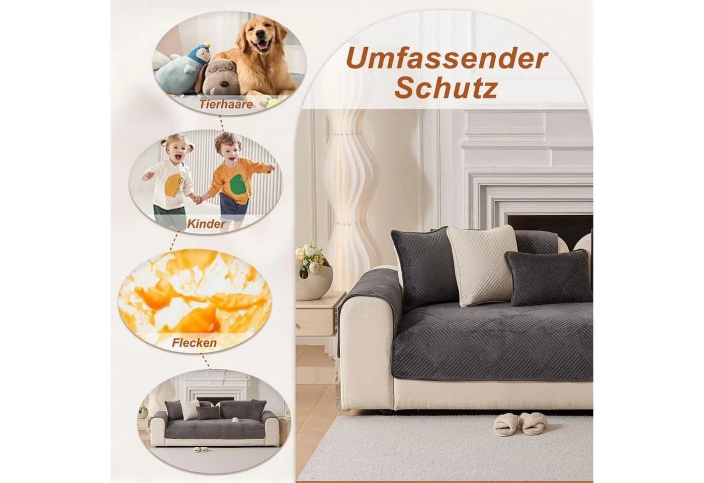 Bellaro Life Sofaschutzdecke Grau 1-4-Sitzer Kurzflor - Bild 5