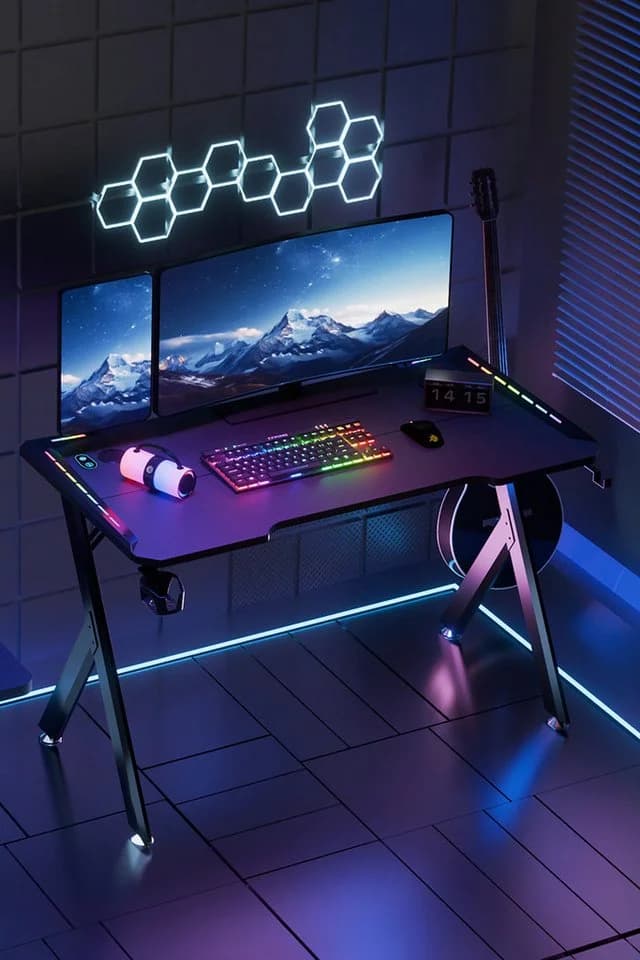 Bellaro Life Gaming Schreibtisch mit RGB-Beleuchtung und Carbon-Optik - Bild 2