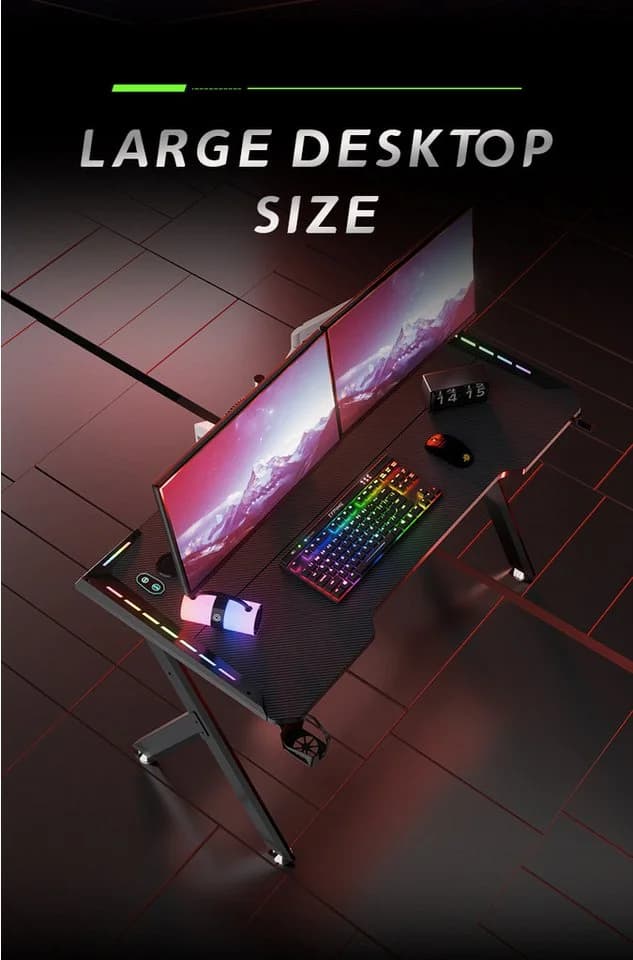 Bellaro Life Gaming Schreibtisch mit RGB-Beleuchtung und Carbon-Optik - Bild 4